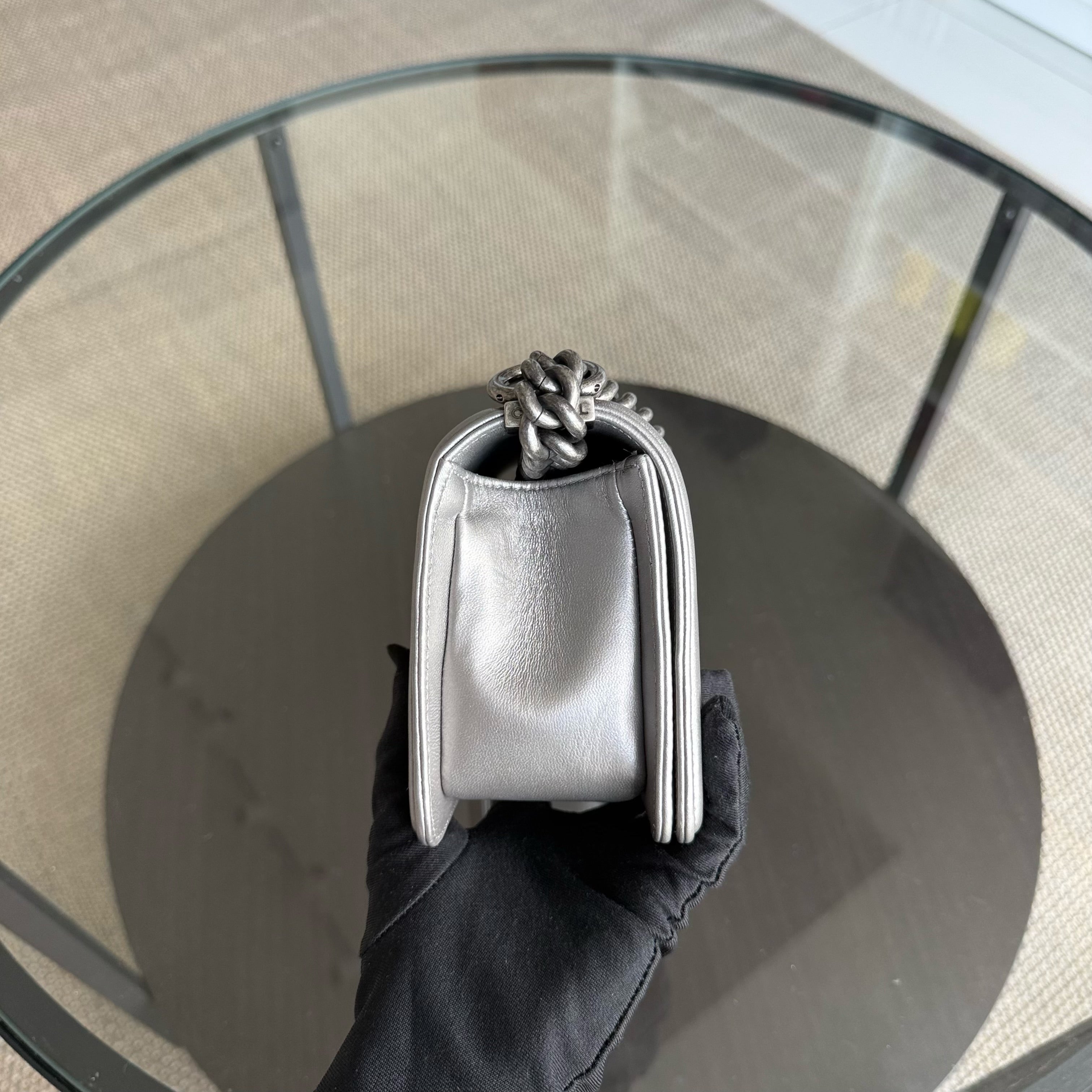 Chanel Boy Small - Stingray Gray Grey Ruthenium Silver Hardware Series 20