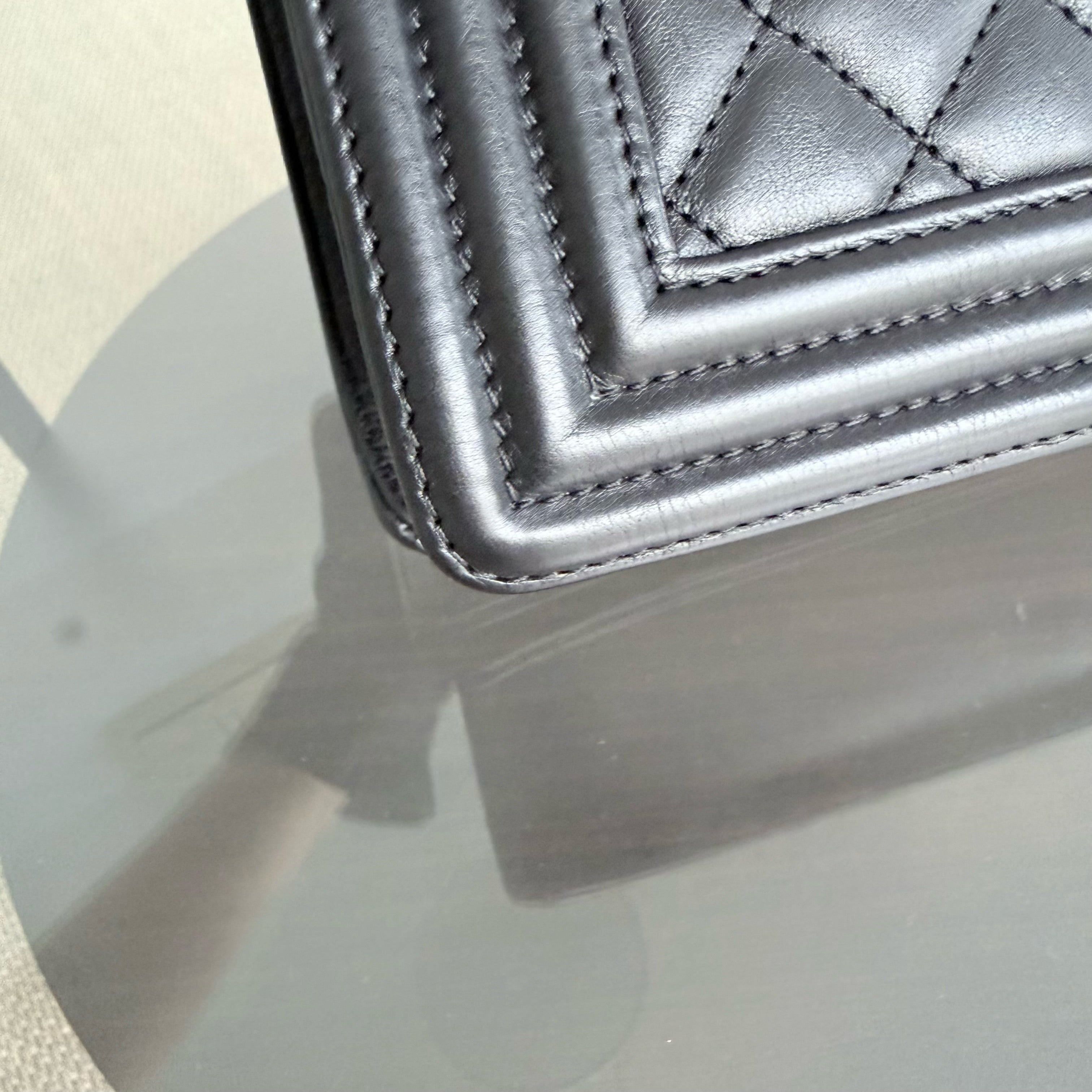 Chanel Boy Large - 30CM Quilted Calfskin Black Silver Hardware Series 17