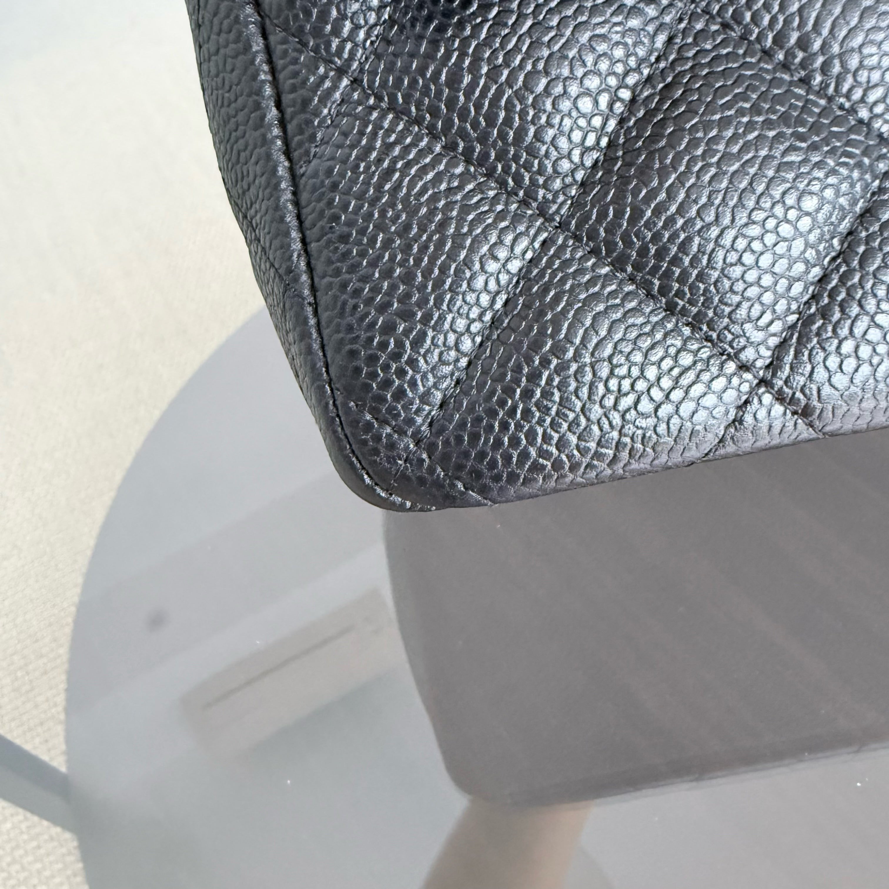 Chanel Classic Flap Jumbo - Caviar 30CM Double Flap Quilted Grained Calfskin Black Gold Hardware