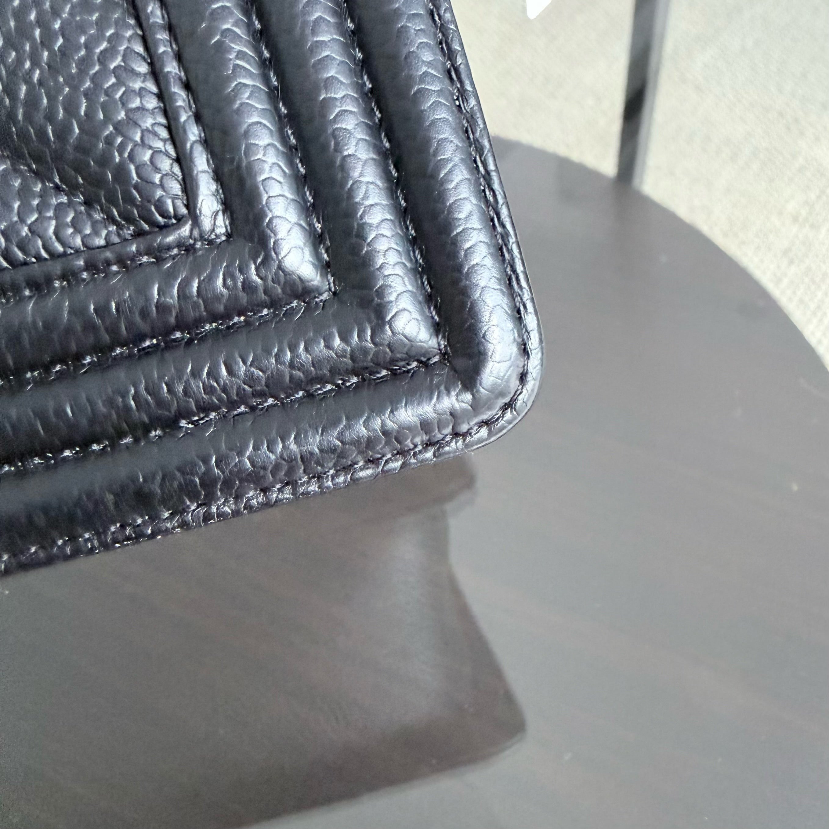 Chanel Boy New Medium - 28CM Caviar Quilted BlackRuthenium Silver Hardware Series 28