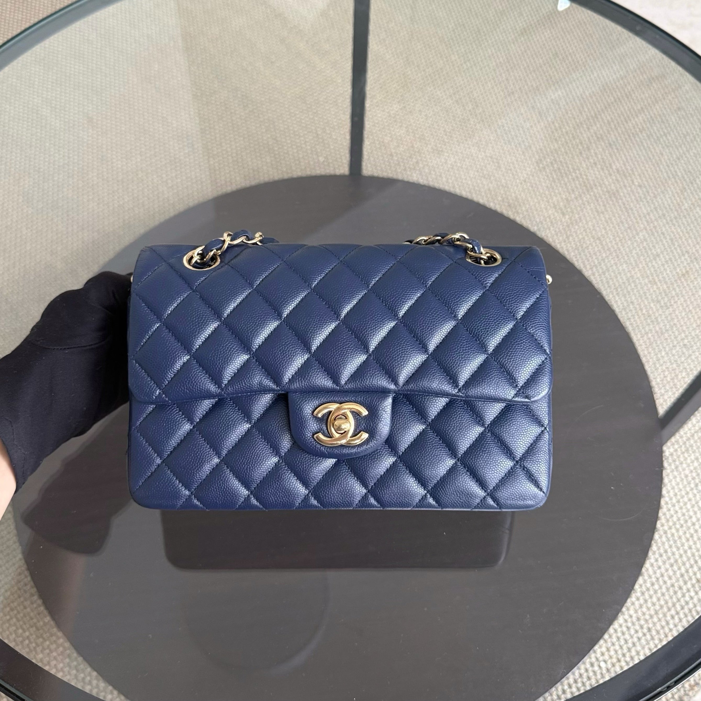 Chanel Classic Flap Small - Caviar 23CM Quilted Dark Blue Gold Hardware Series 24