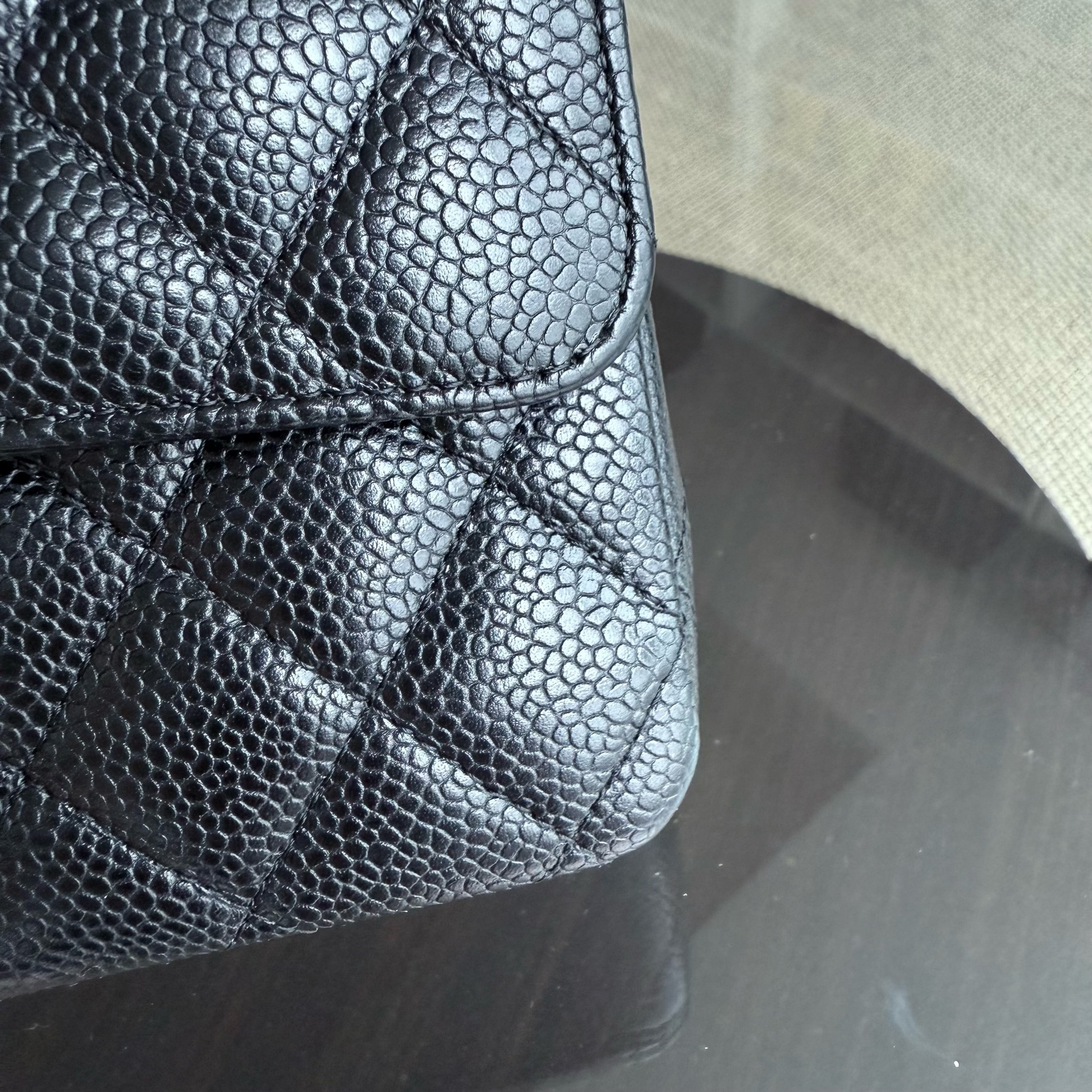 Chanel Classic Flap Medium - 25CM Quilted Caviar Black Silver Hardware Series 12