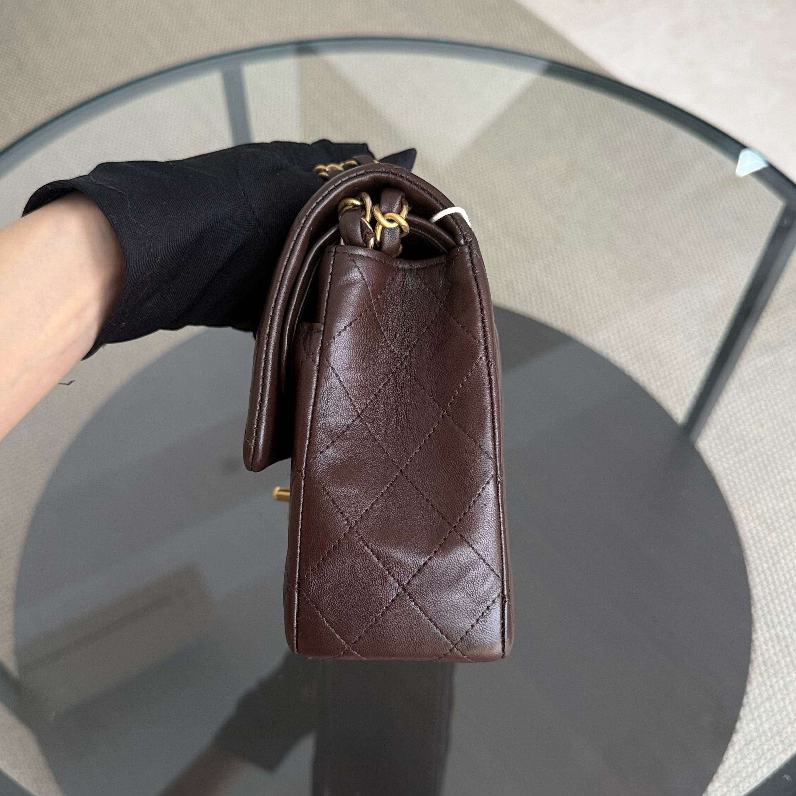Chanel Classic Flap Medium - 25CM Quilted Lambskin Brown Gold Hardware Series 14