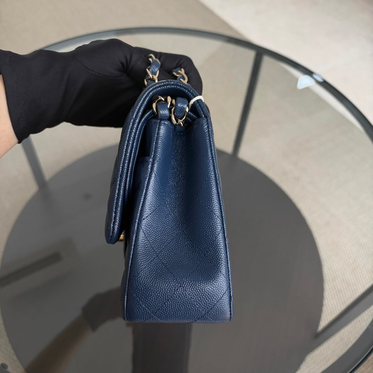 Chanel Classic Flap Medium - Caviar 25CM Quilted Dark Blue Gold Hardware Series 26