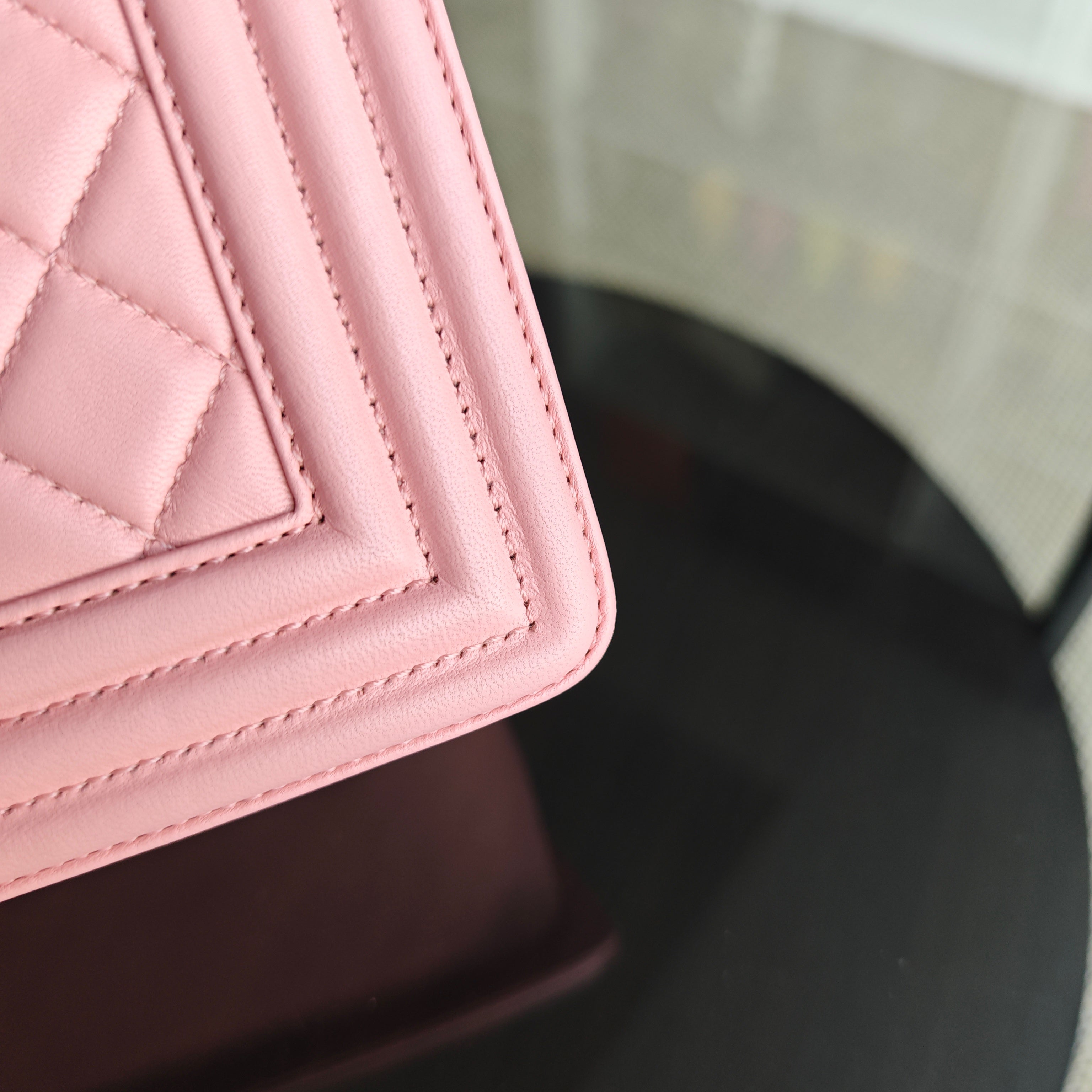 Chanel Boy Medium - Quilted Lambskin Light Pink Ruthenium Silver Hardware Series 20