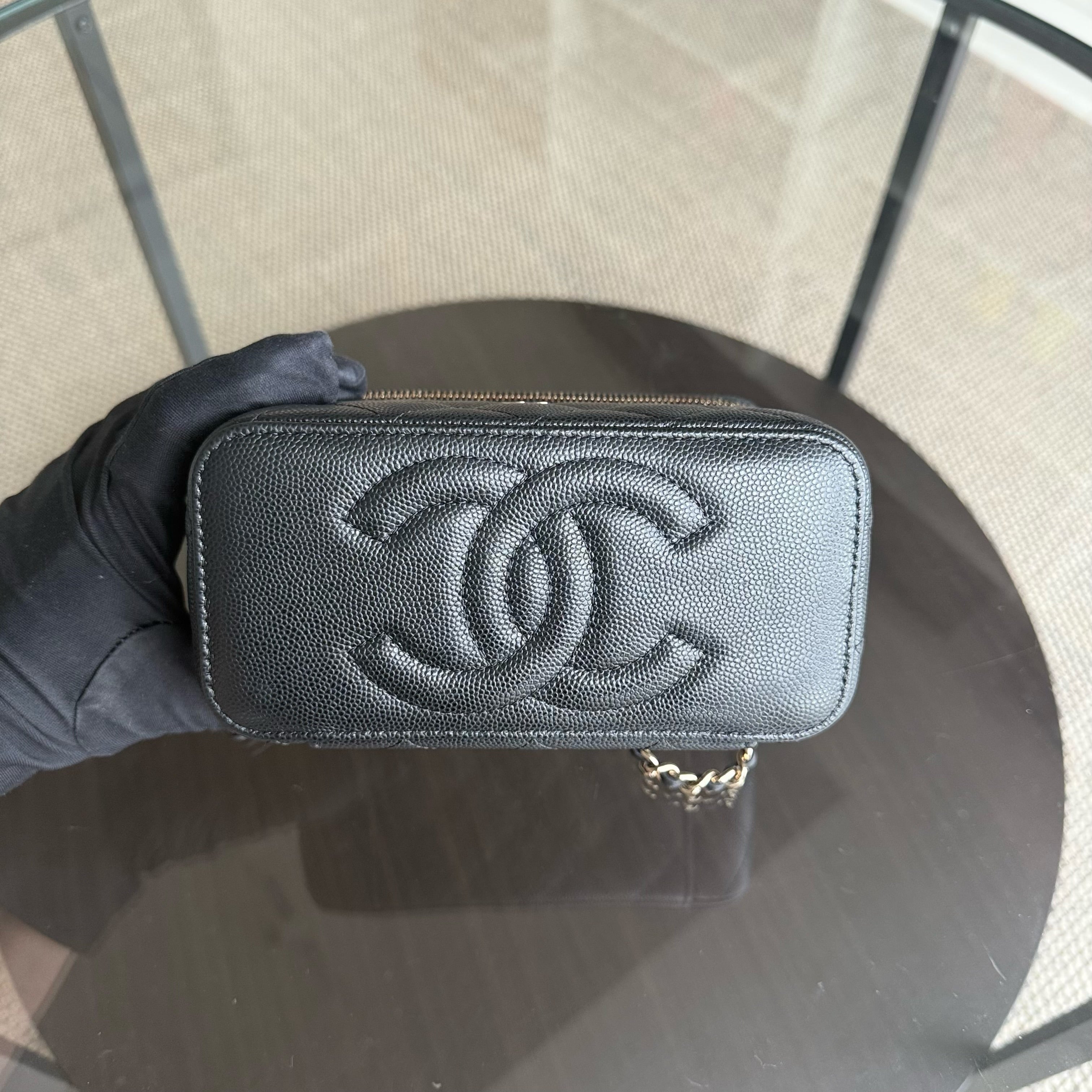 Chanel Long Vanity Classic Quilted Caviar Small Black LGHW Series 31