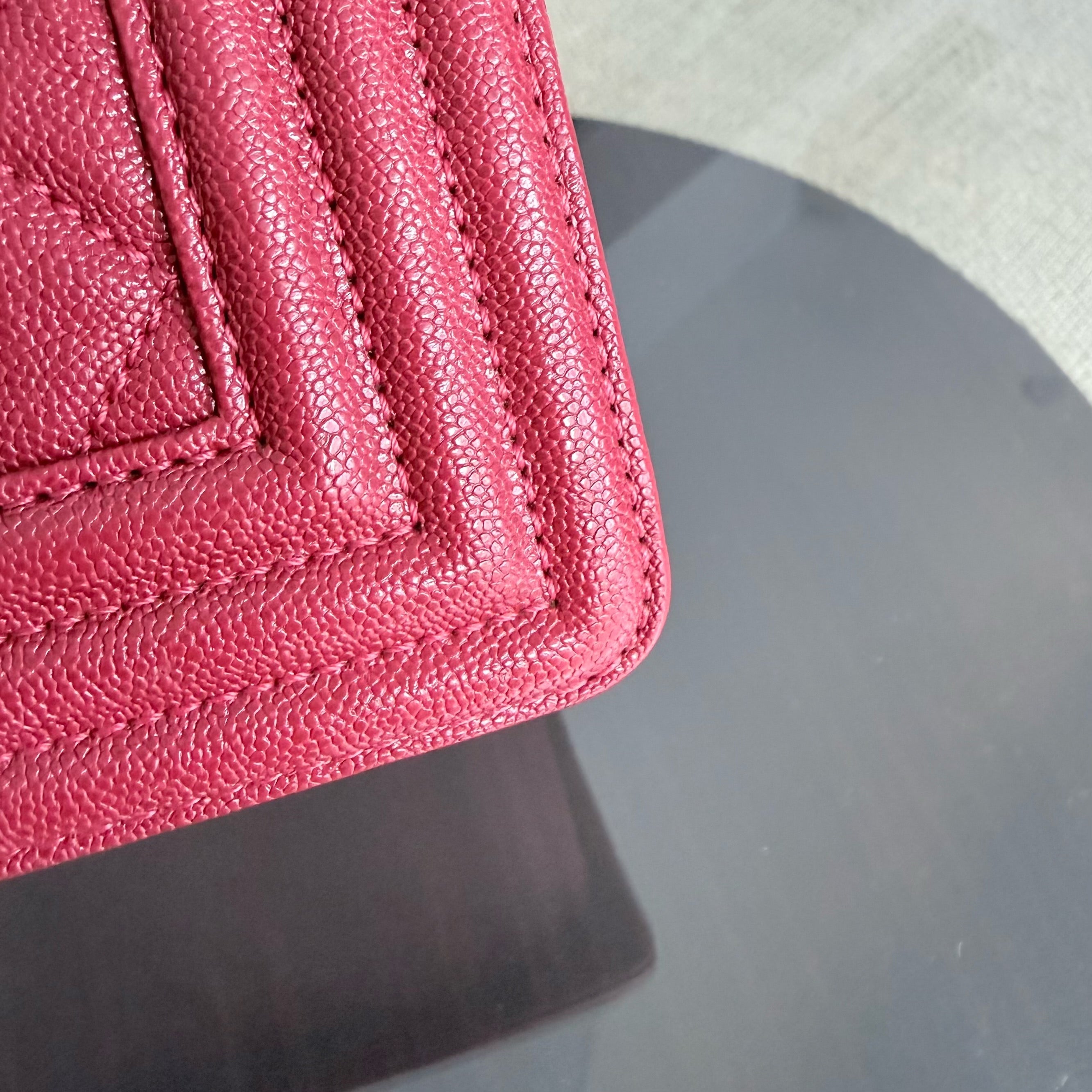Chanel Boy Medium - Caviar 25CM Quilted Red Gold Hardware Series 27