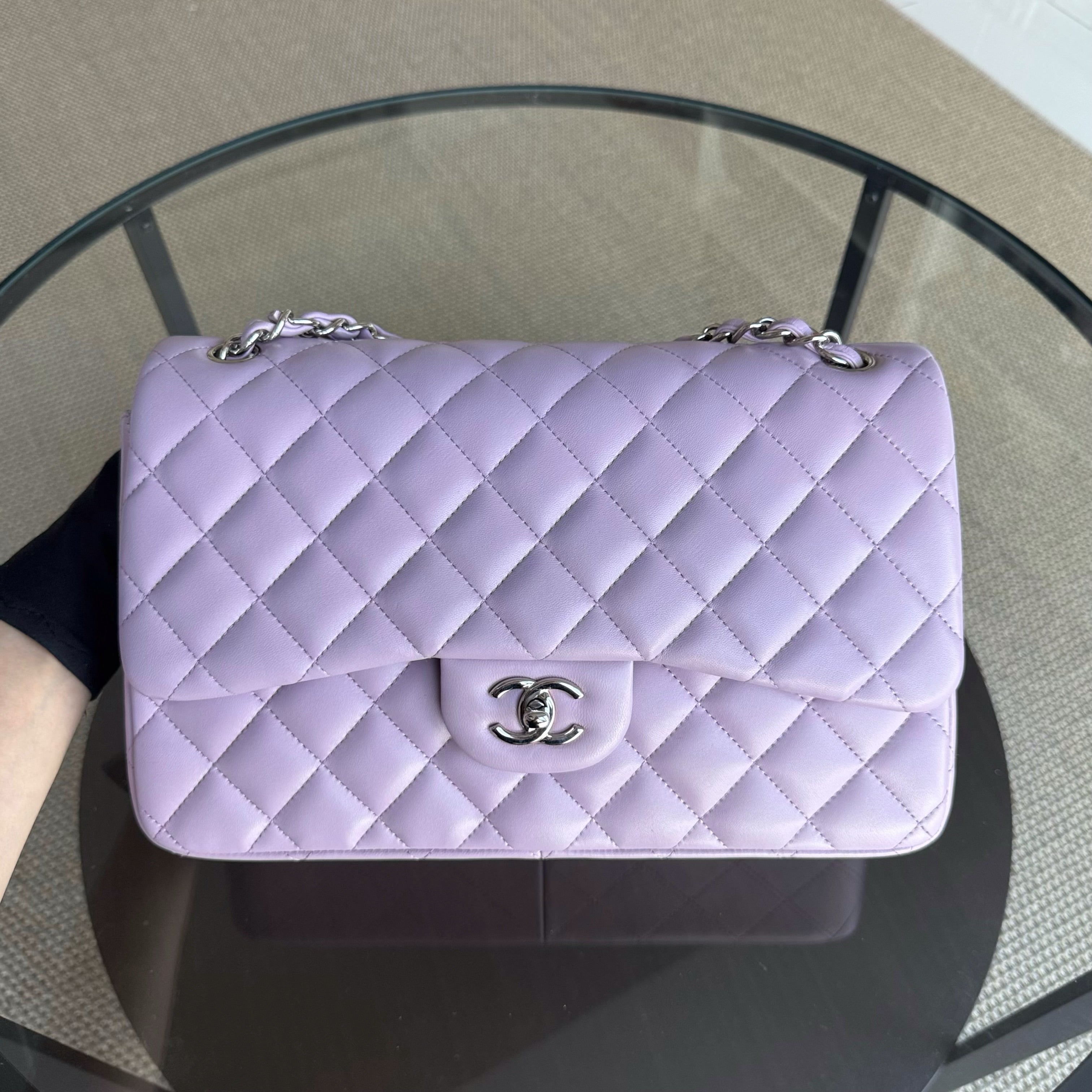 Chanel Classic Flap Jumbo - Double Flap 30CM Quilted Lambskin Light Violet Hardware Series 16