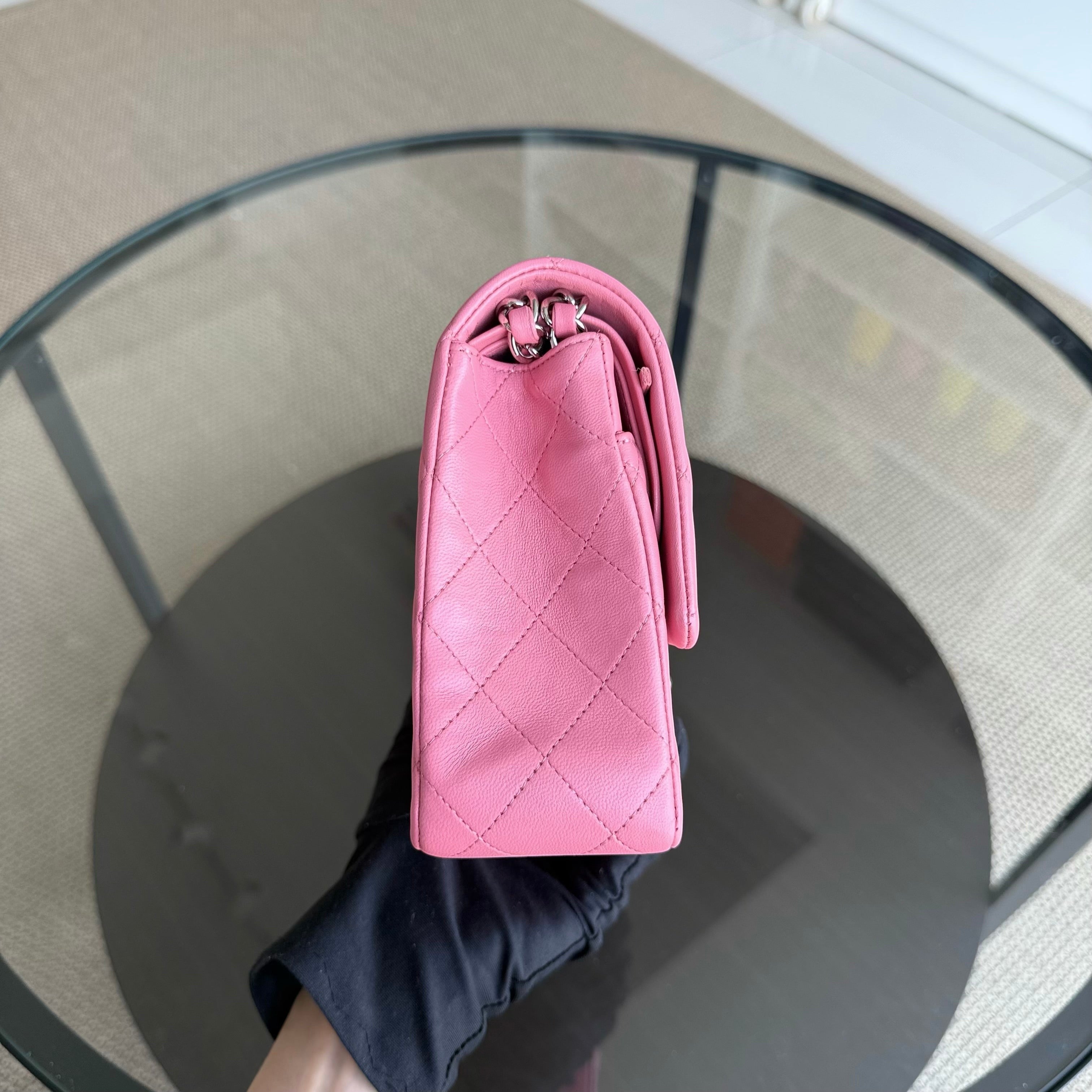 Chanel Classic Flap Medium - 25CM Quilted Lambskin Light Pink Silver Hardware Series 18