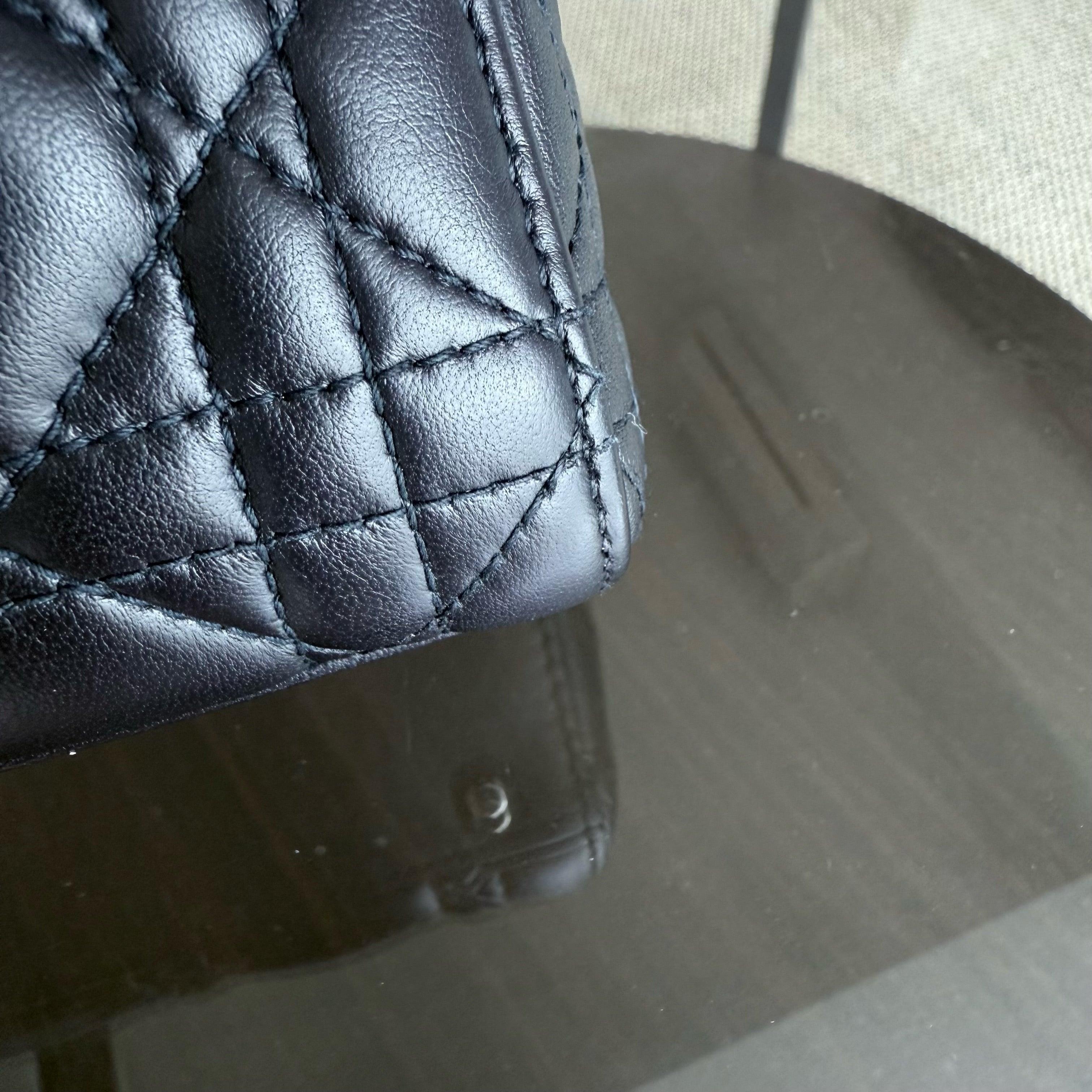 Dior Lady Mini - Cannage Lambskin Midnight Blue Silver Hardware Chain Strap