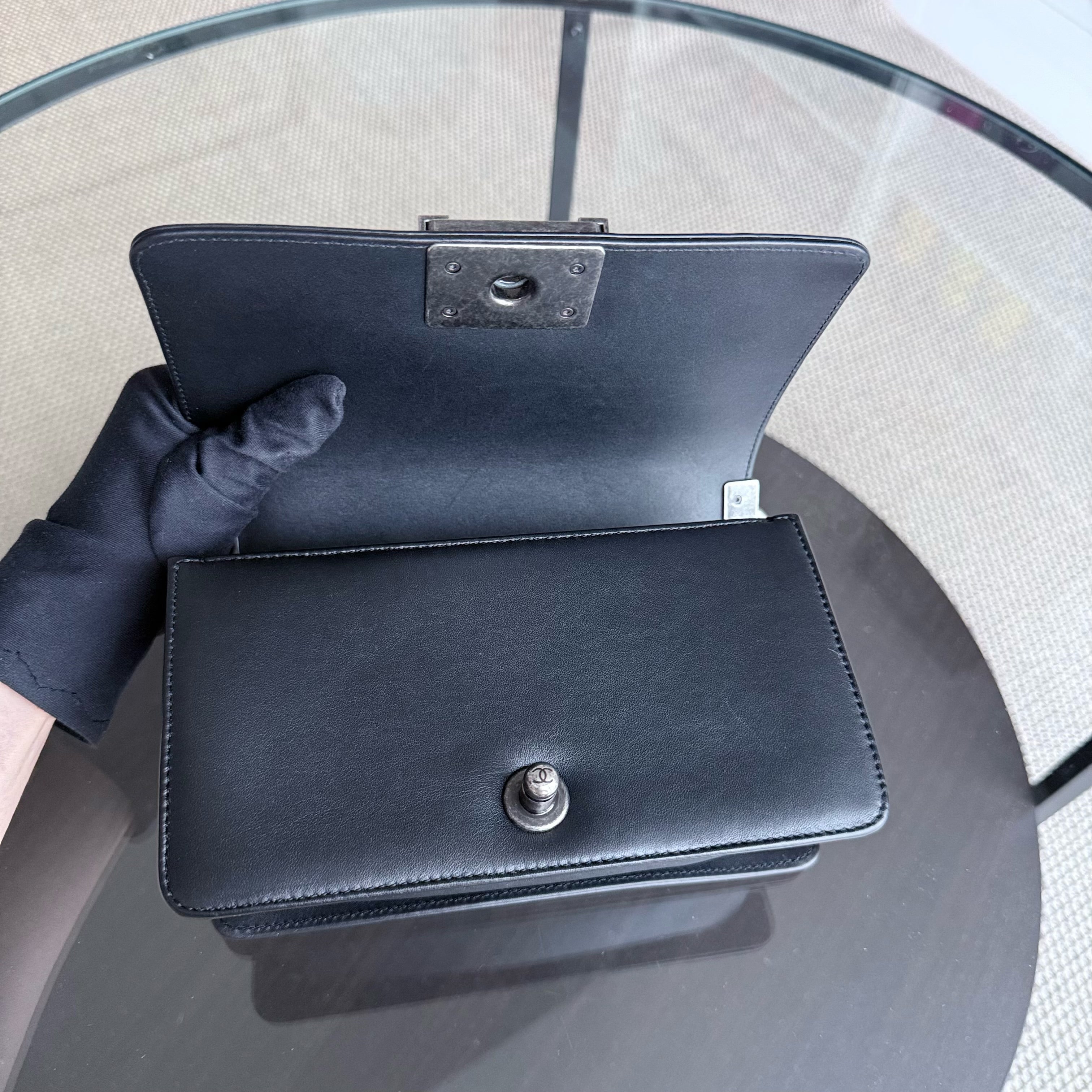 Chanel Boy Small - Small Galuchat Stingray Blue Ruthenium Silver Hardware Series 18