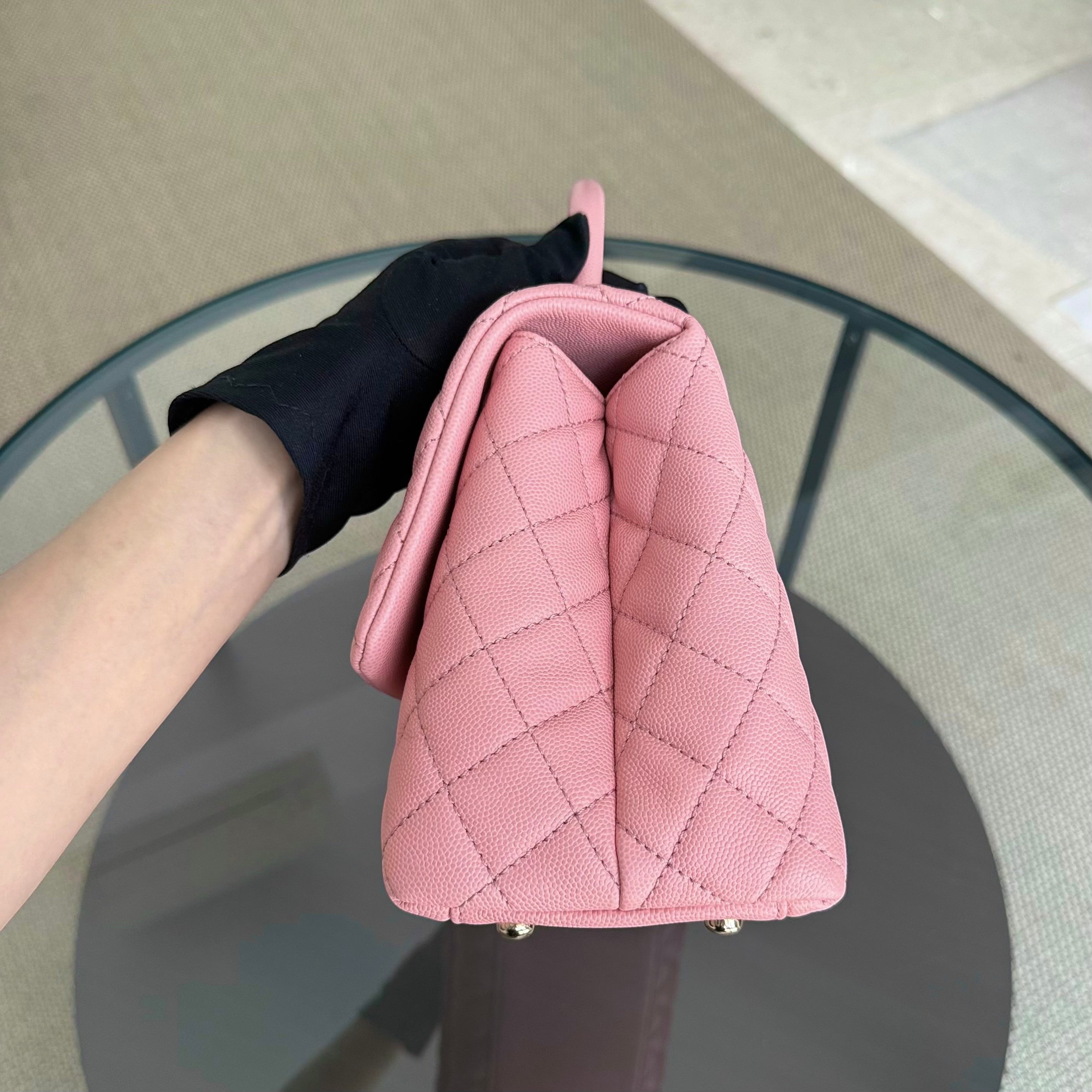 Chanel Coco Handle Medium - Caviar 29CM Quilted Pink Gold Hardware Series 27