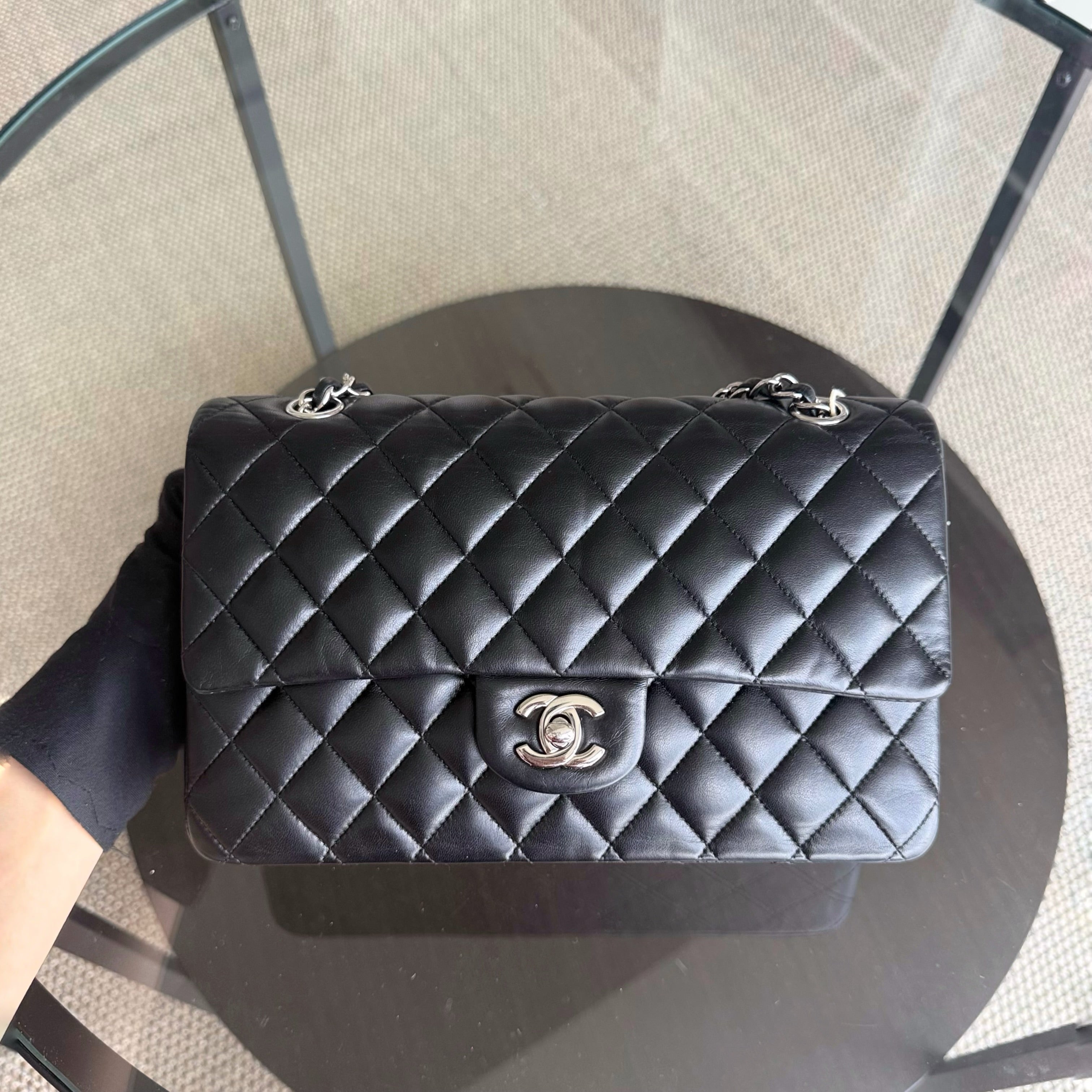 Chanel Classic Flap Medium - 25CM Quilted Lambskin Black Silver Hardware Series 15