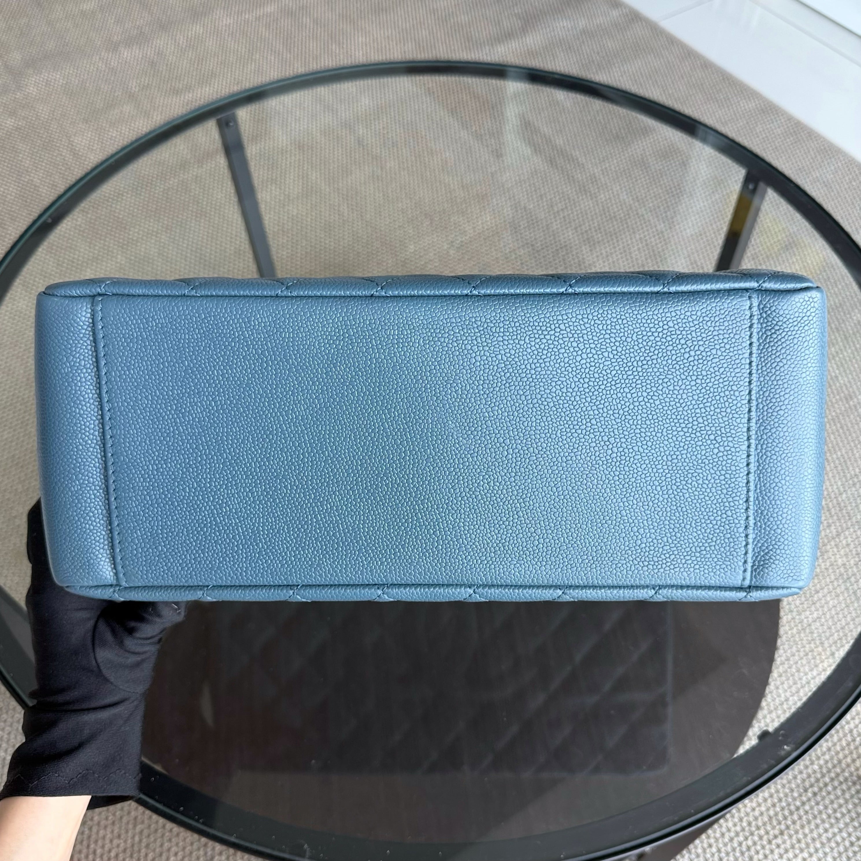 Chanel GST Grand Shopping Tote - Caviar Quilted Grained Calfskin Blue Silver Hardware Series 19