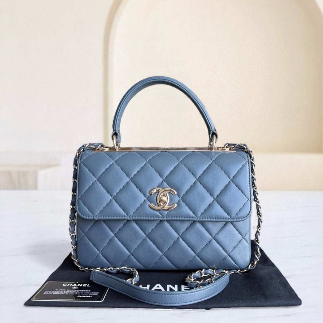 Chanel Trendy CC Small - Quilted Lambskin Haze Blue Gold Hardware Series 26