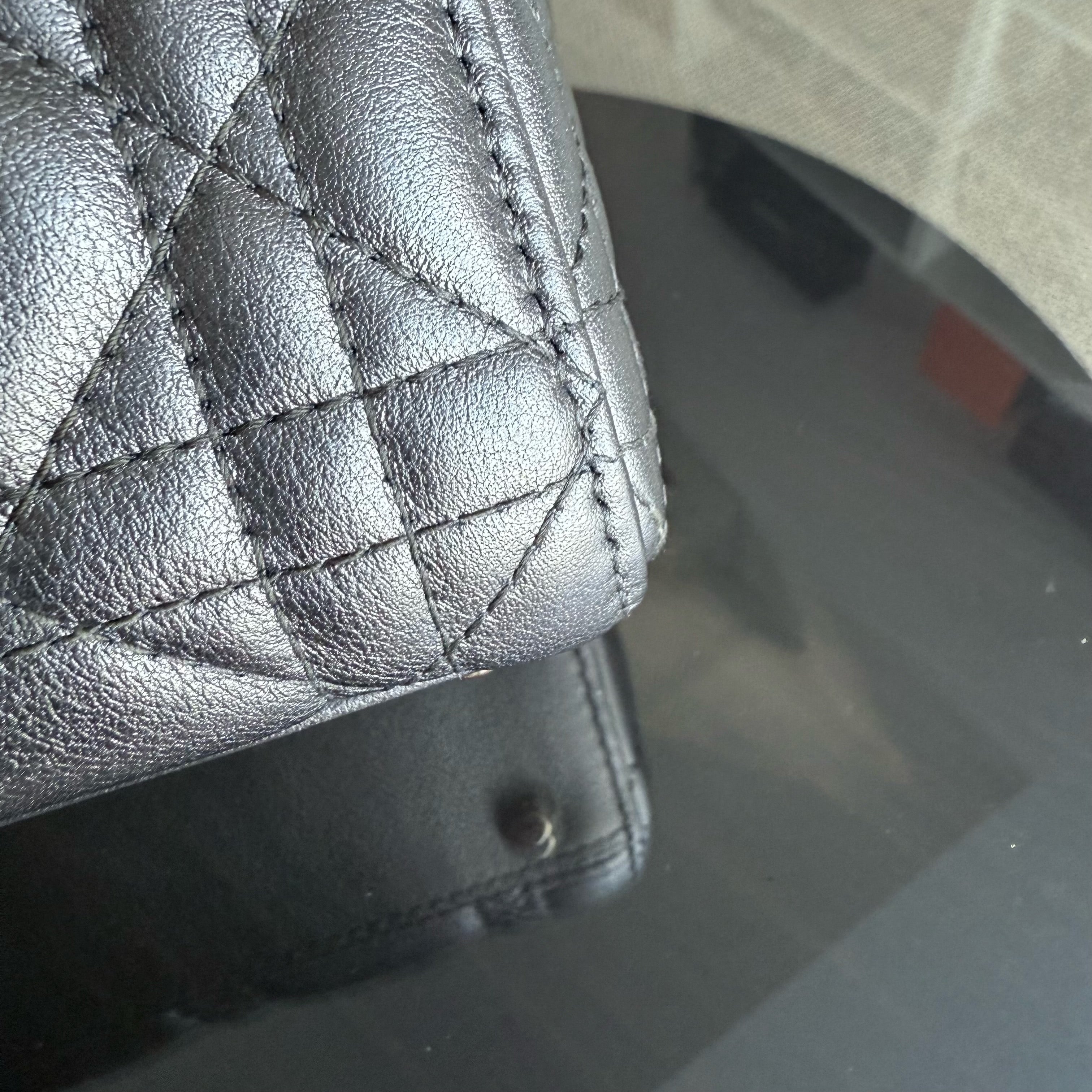 Dior Lady Mini - Cannage Calfskin Gunmetal Gold Hardware Chain Strap