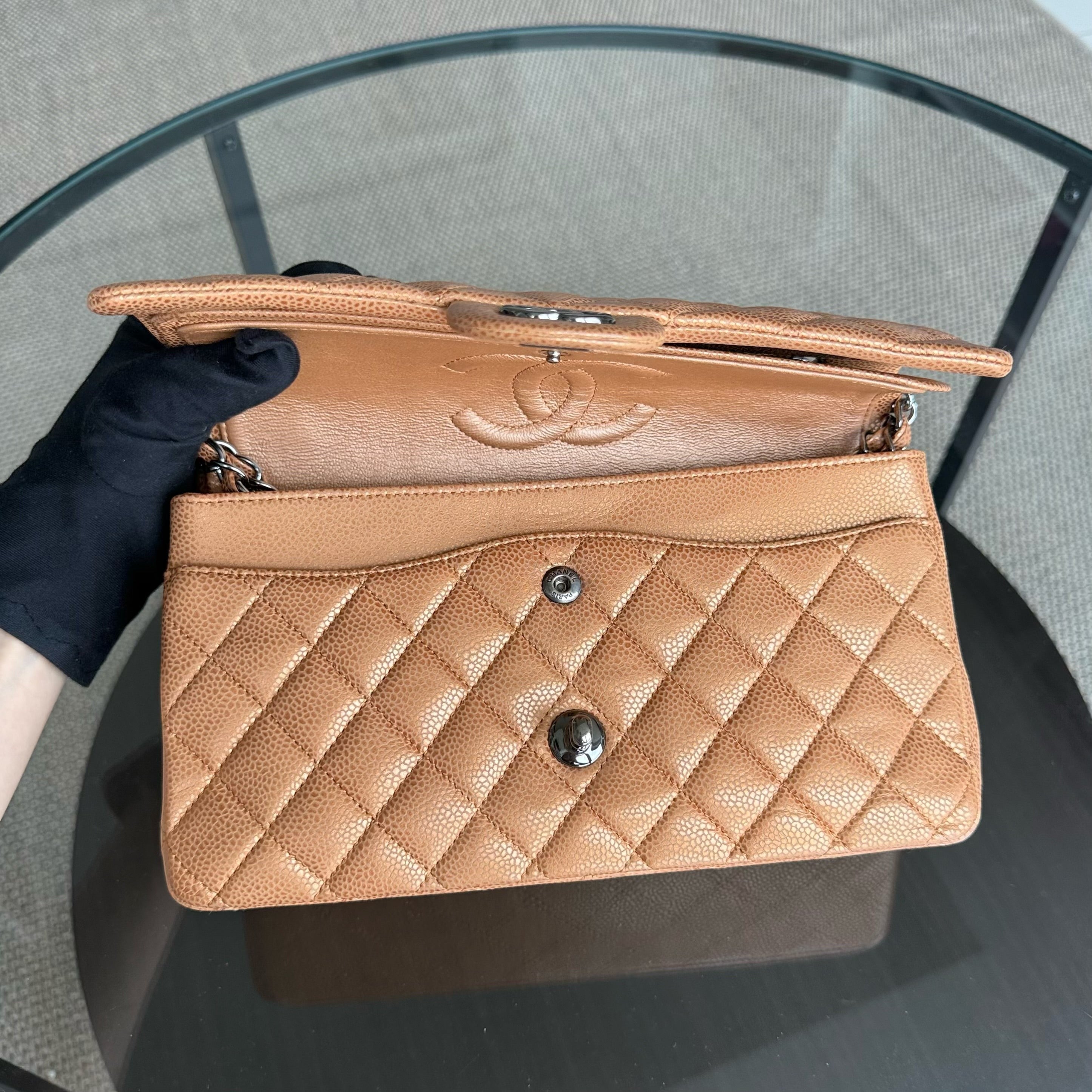 Chanel Classic Flap Medium - 25CM Quilted Caviar Gold Silver Hardware Series 14