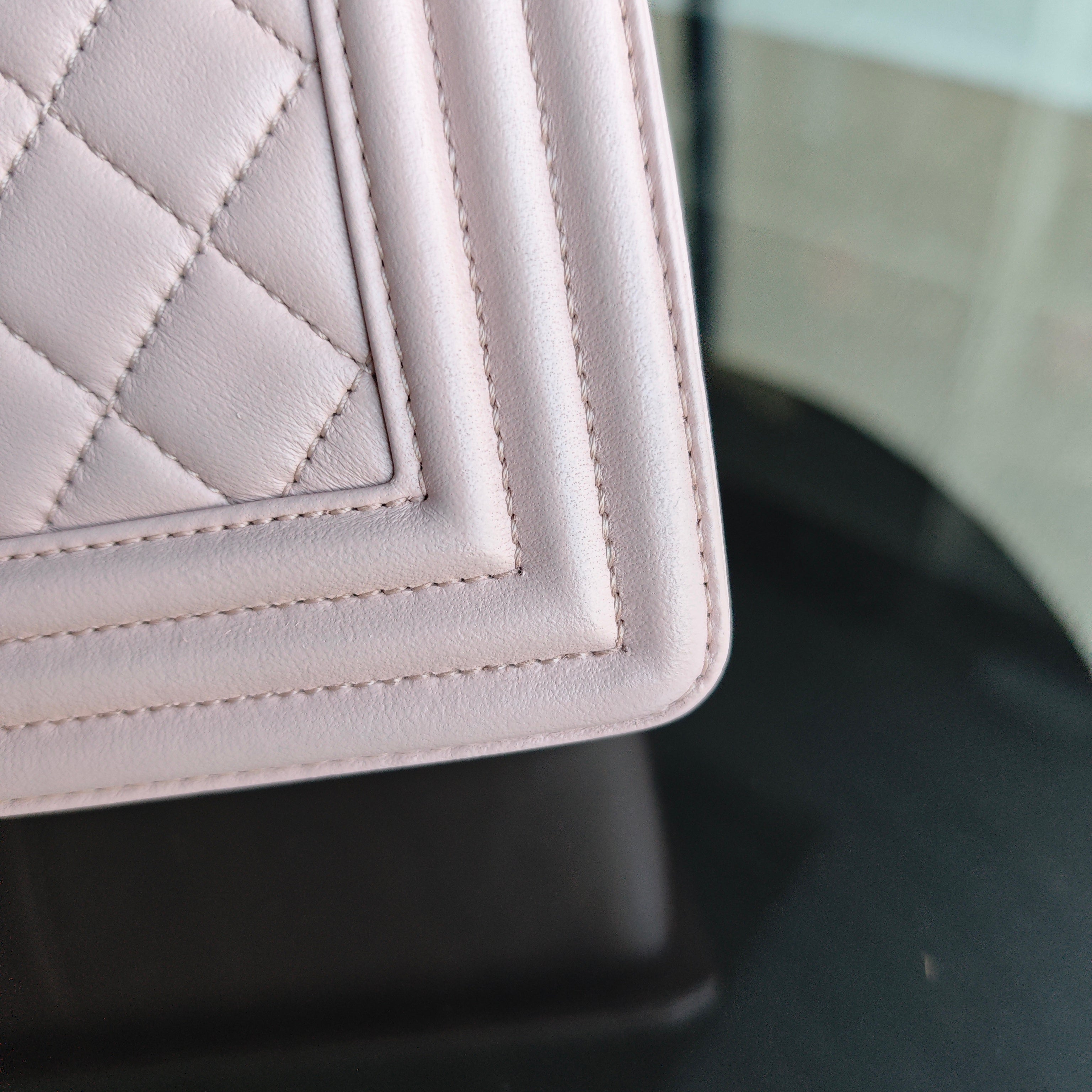 Chanel Boy Medium - Quilted Lambskin Light Sakura Pink Ruthenium Silver Hardware Series 23