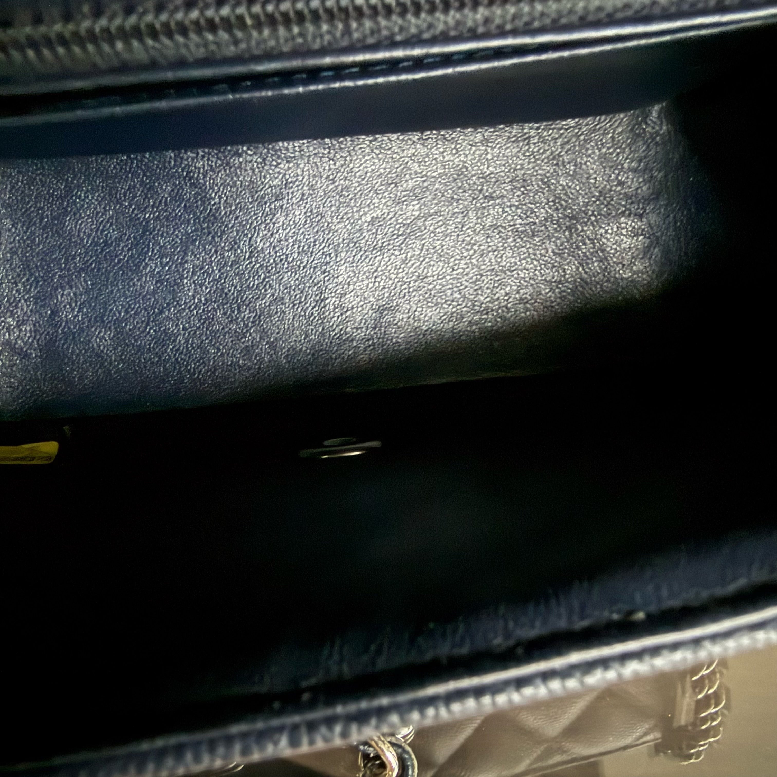 Chanel Classic Flap Mini Square - Caviar Quilted Midnight Blue Silver Hardware Series 26