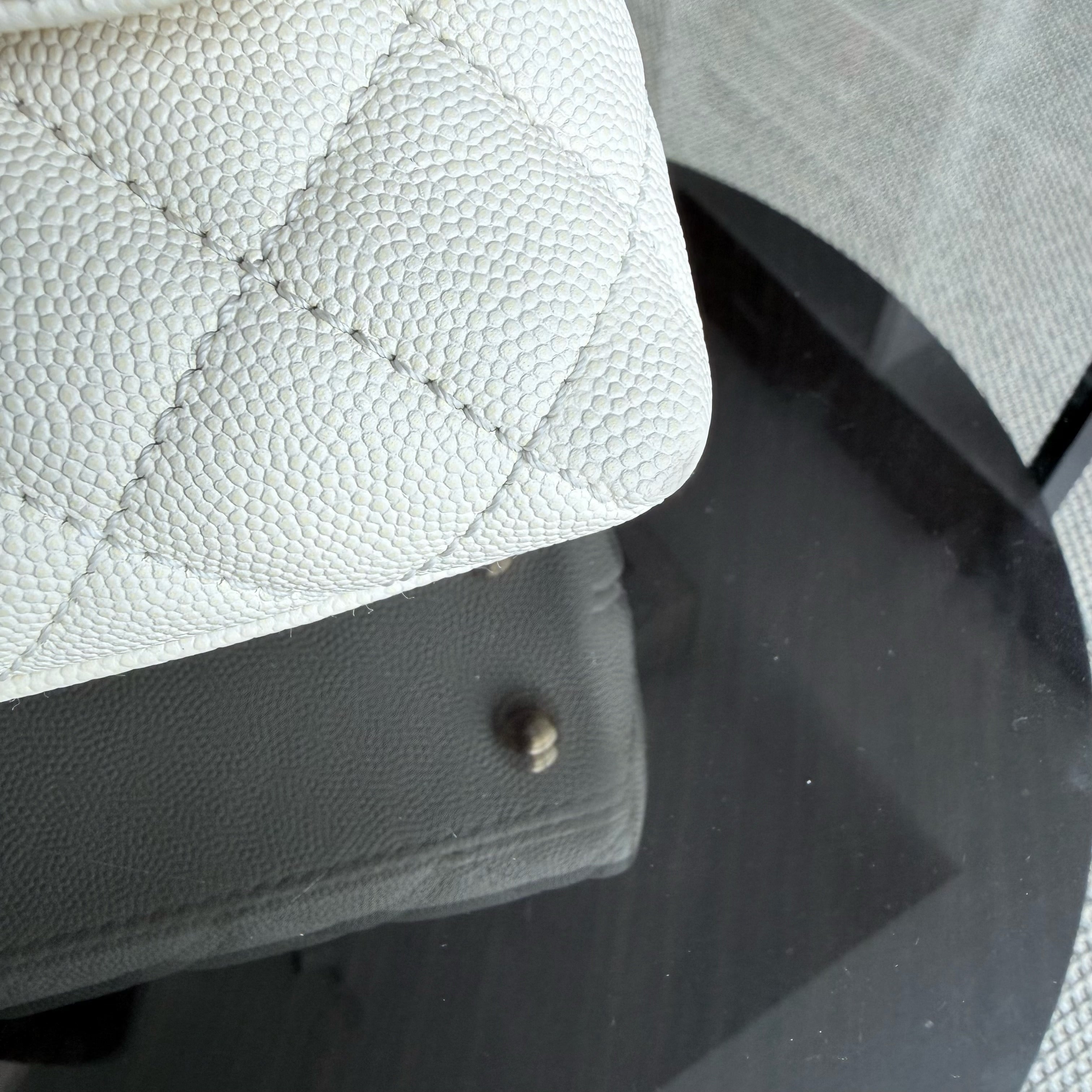 Chanel Coco Handle Small - Caviar Quilted Lizard Handle White Gold Hardward 24