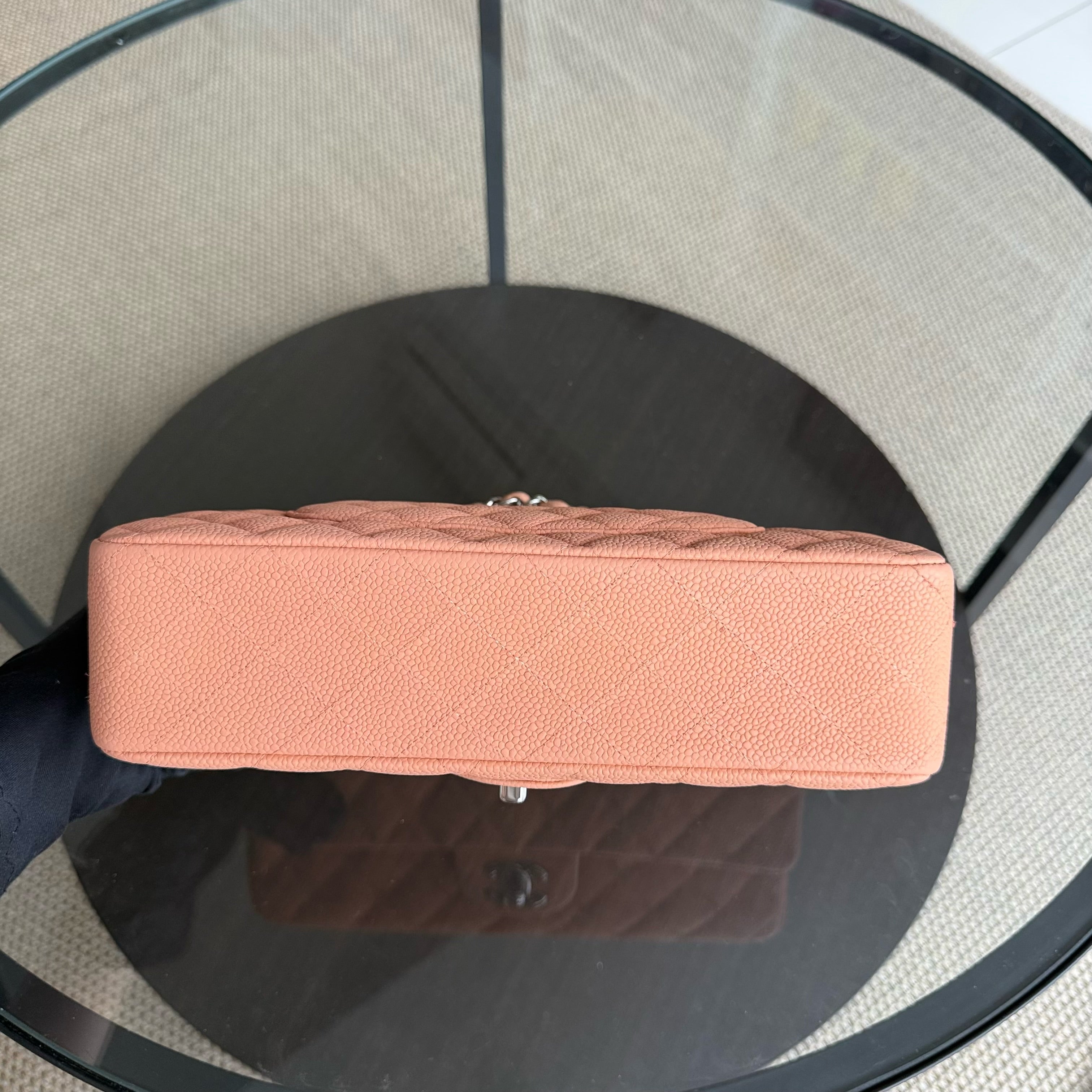 Chanel Classic Flap Medium - 25CM Quilted Caviar Caramel Silver Hardware Series 17