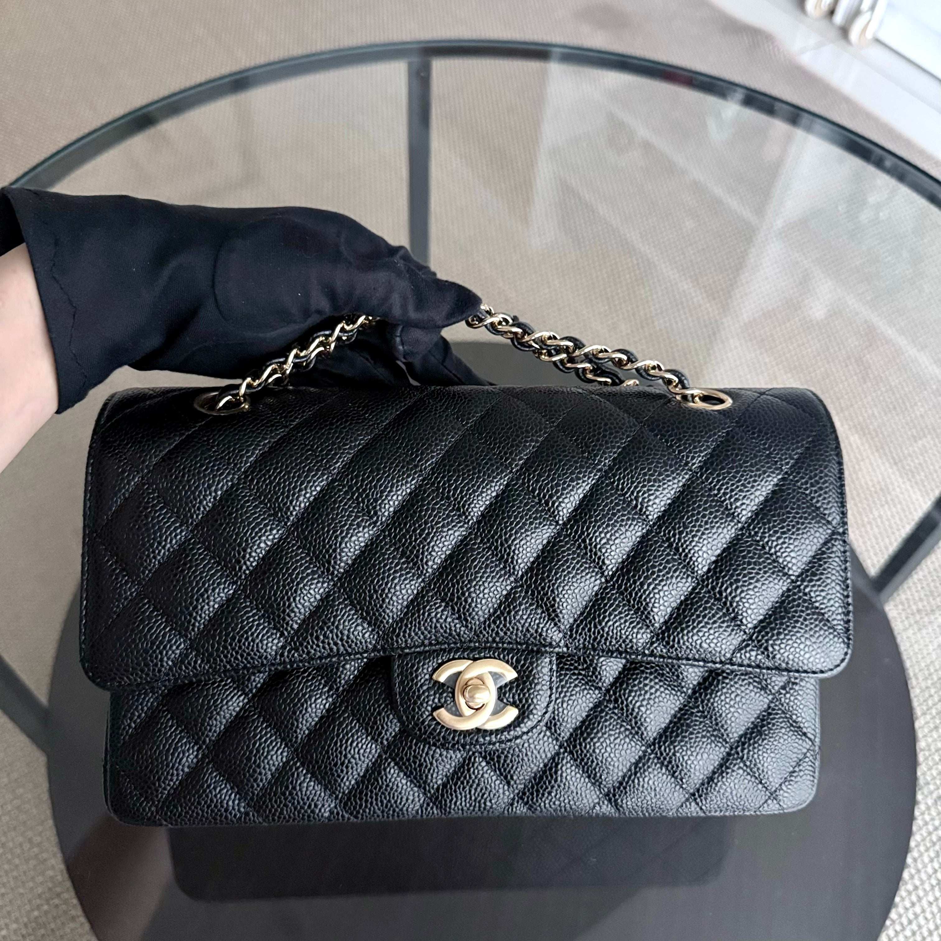 Chanel Classic Flap Medium - Caviar 25CM Quilted Black Gold Hardware Series 30