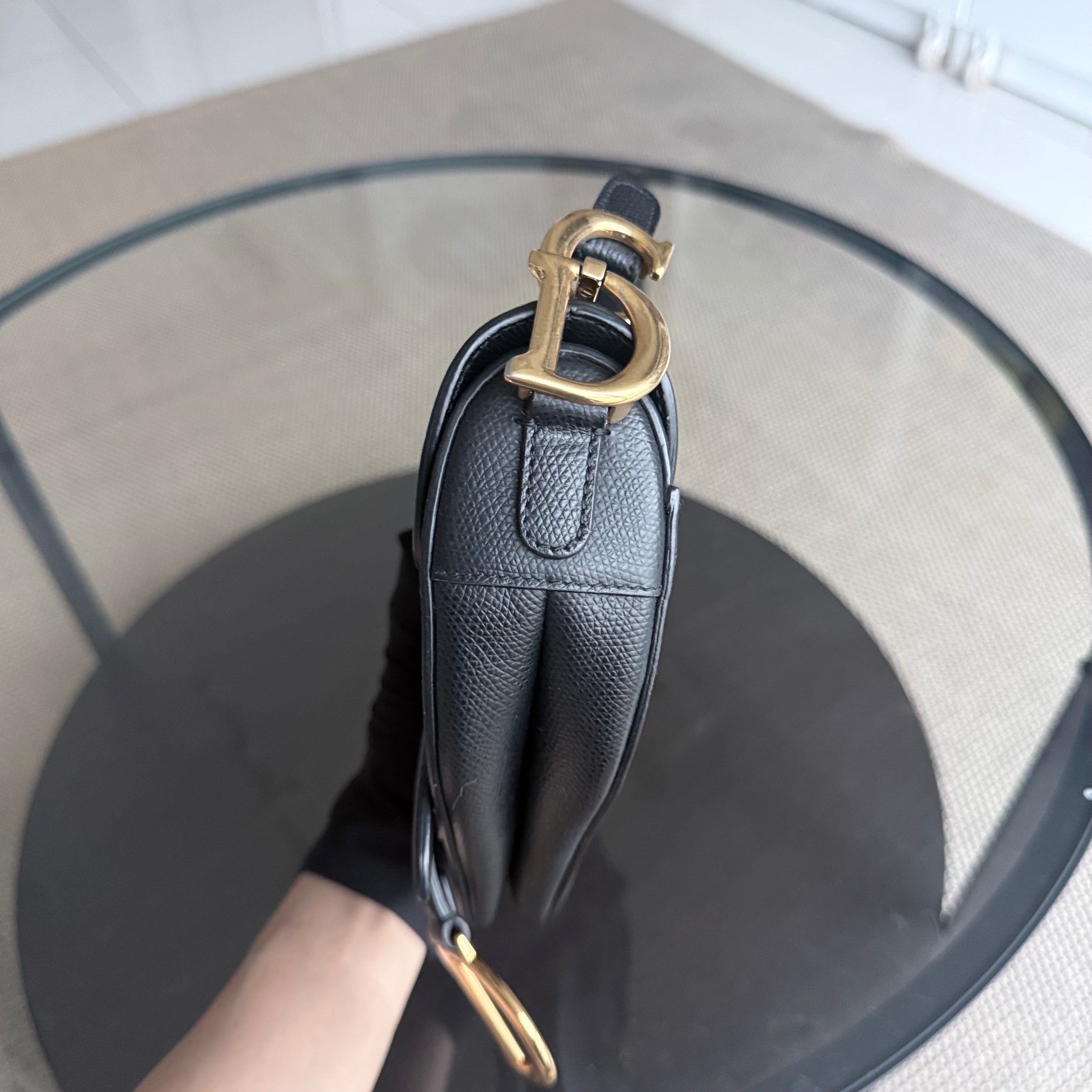 *With Strap, Caviar* Dior Saddle Small 21CM Caviar Black GHW