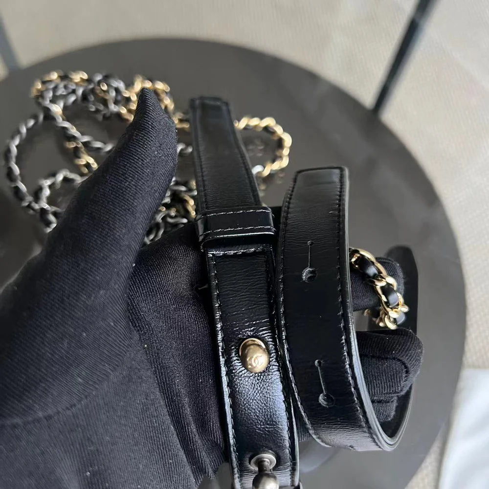 Chanel Gabrielle Small - 20CM Quilted Calfskin White Black Two-Tone Hardware