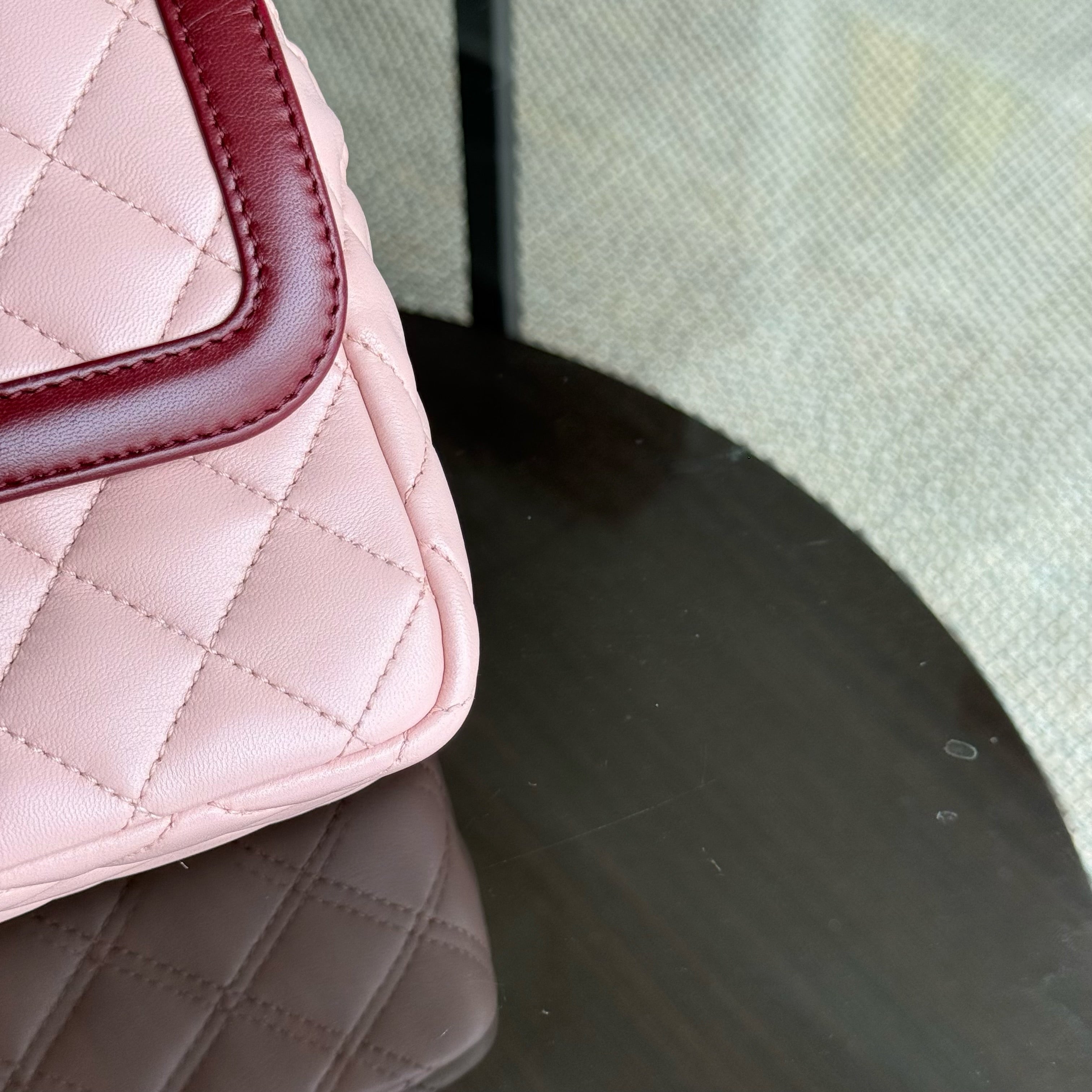 Chanel Seasonal Two-tone Flap Small - Quilted Lambskin Pink Burgundy Gold Hardware Series 23