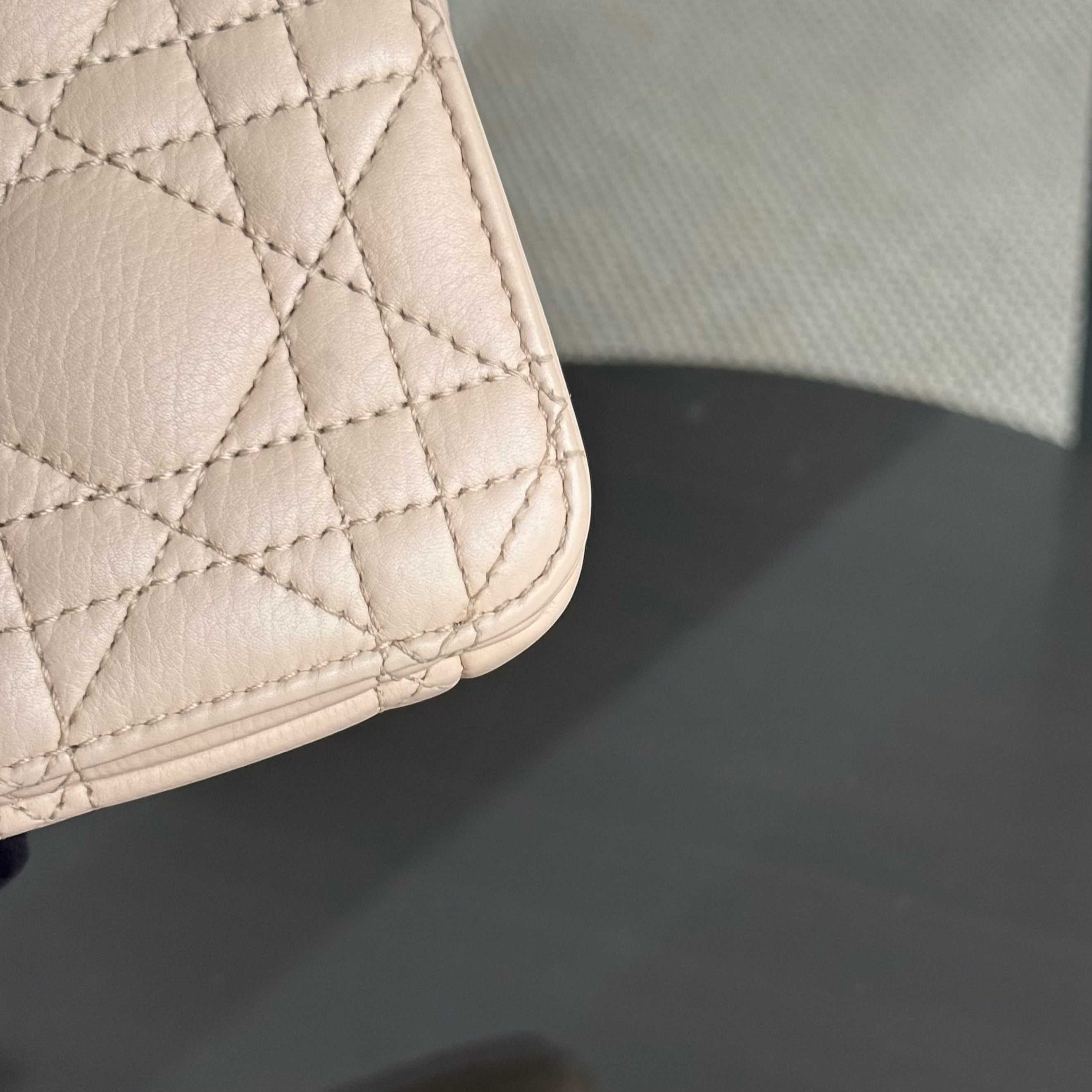 Dior Caro Medium - Cannage Grained Calfskin Beige Gold Hardware