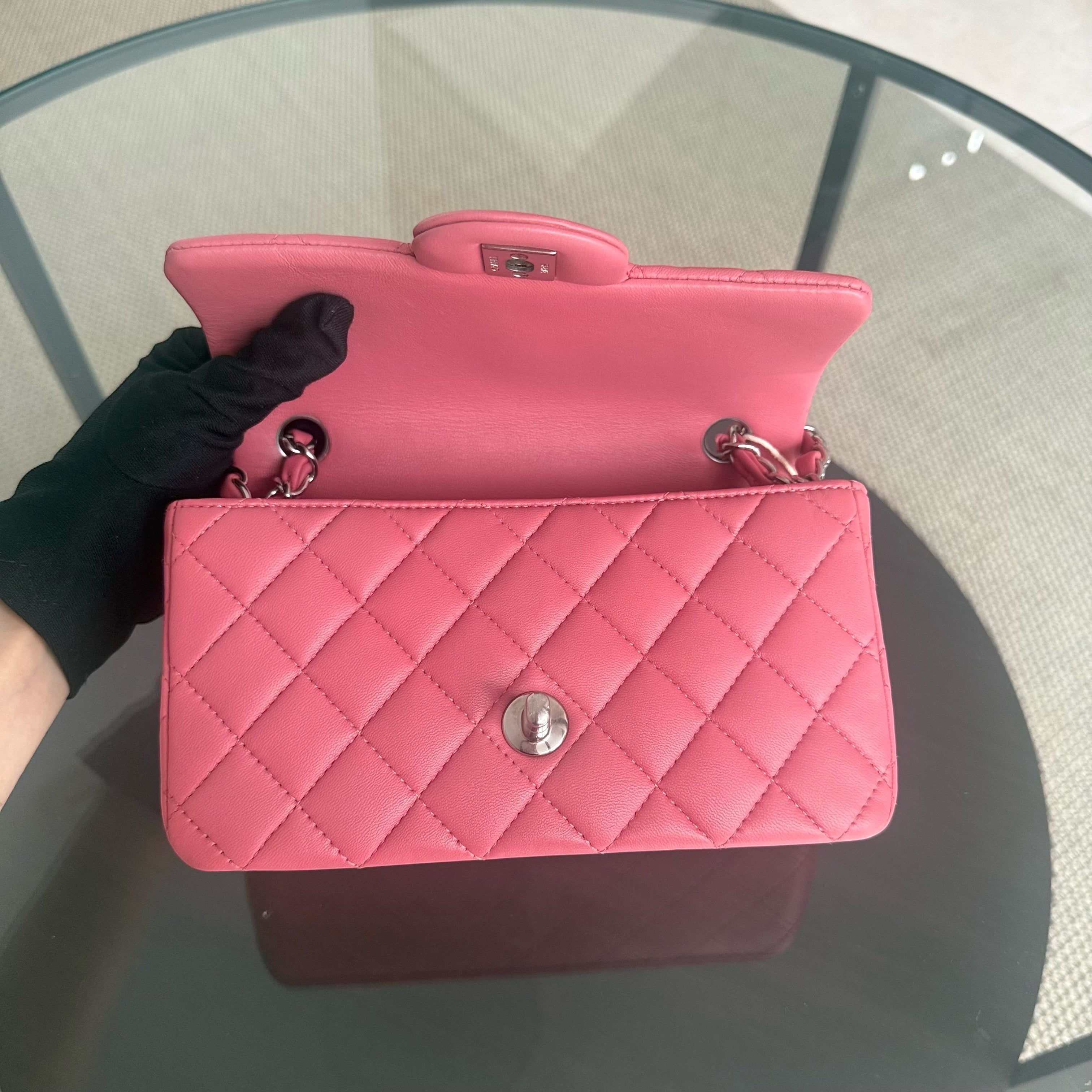 Chanel Classic Flap Mini - 20CM Quilted Lambskin Pink Silver Hardware Series 28