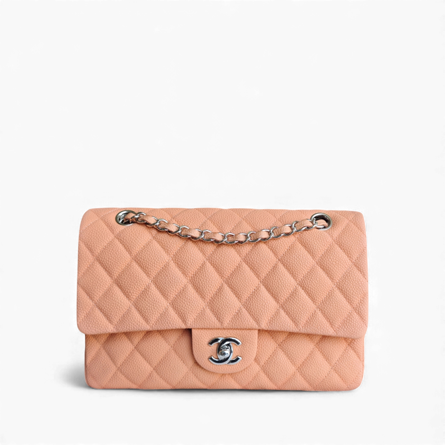 Chanel Classic Flap Medium - 25CM Quilted Caviar Caramel Silver Hardware Series 17