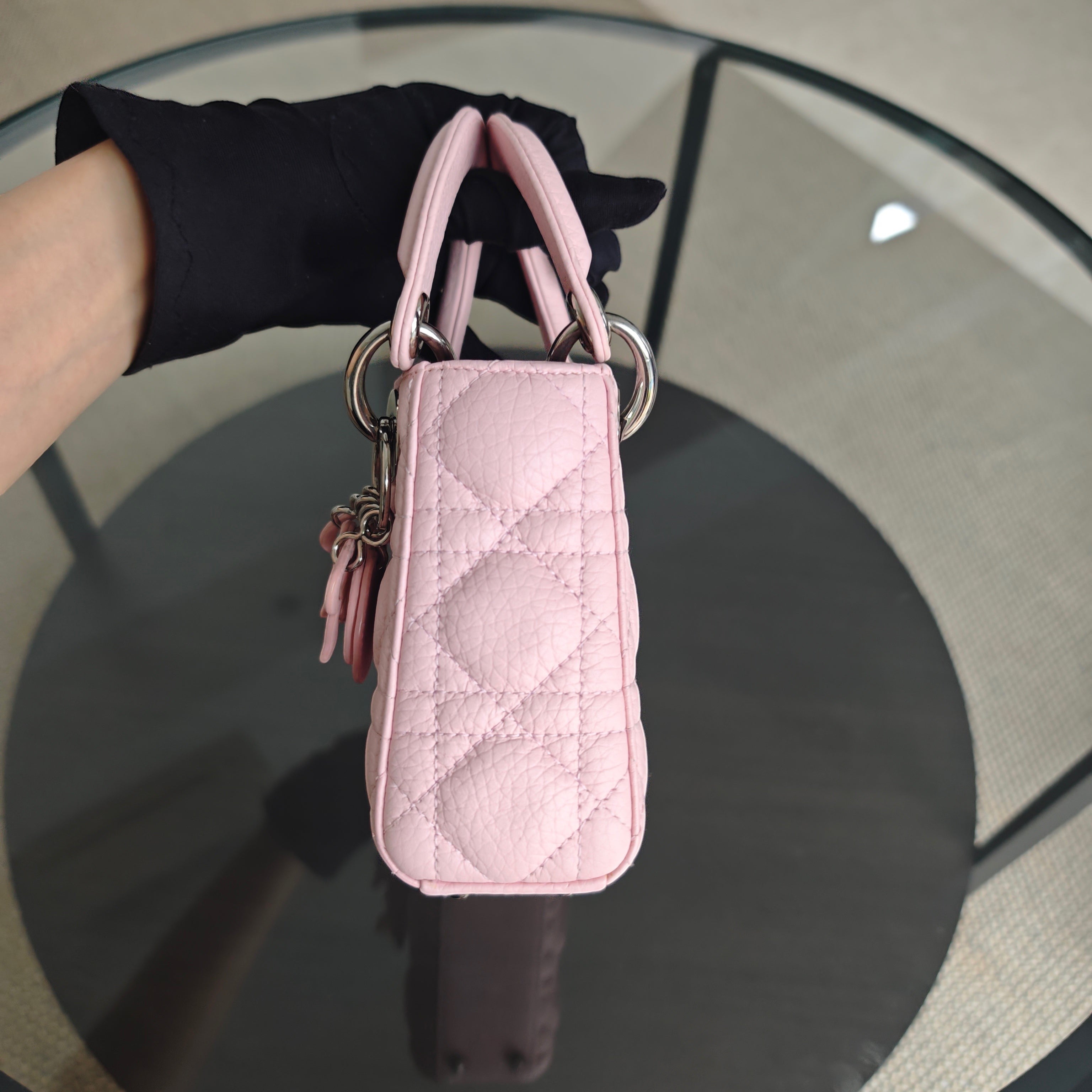 Dior Lady Micro - Cannage Caviar Light Pink Pink Hardware Adjustable Strap