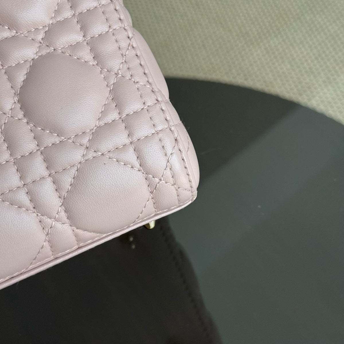 Dior Lady Medium Cannage Lambskin Light Pink Gold Hardware