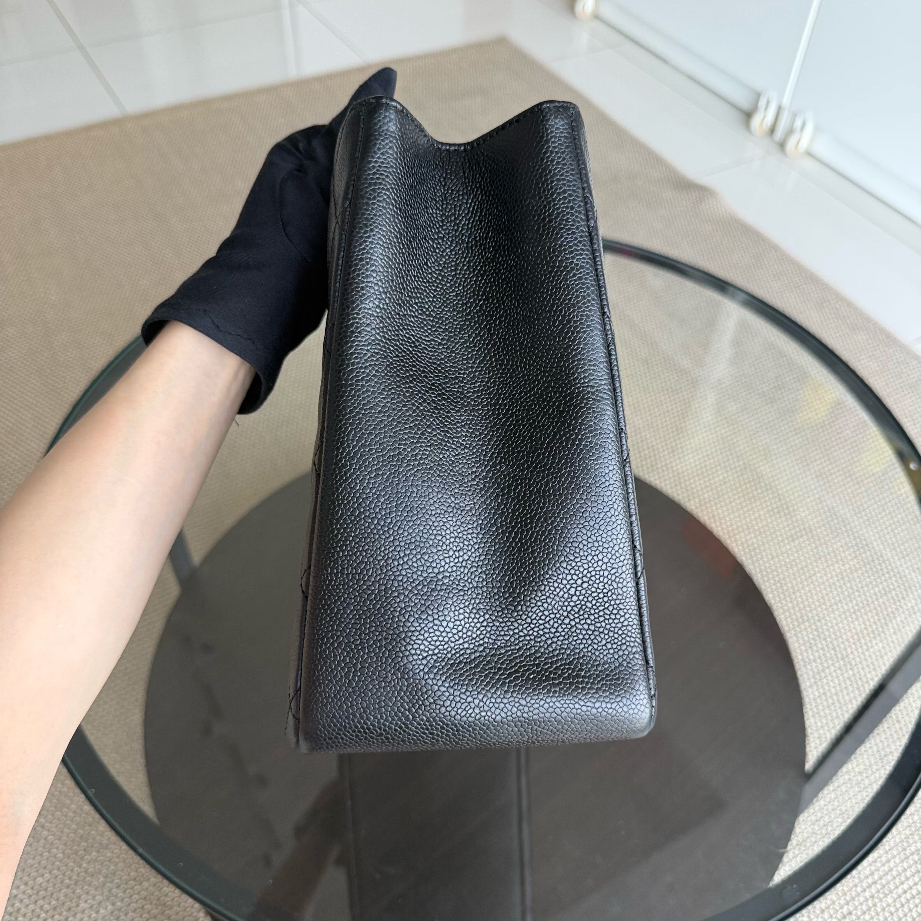 Chanel GST Grand Shopping Tote - Caviar Quilted Grained Calfskin Black Gold Hardware Series 17