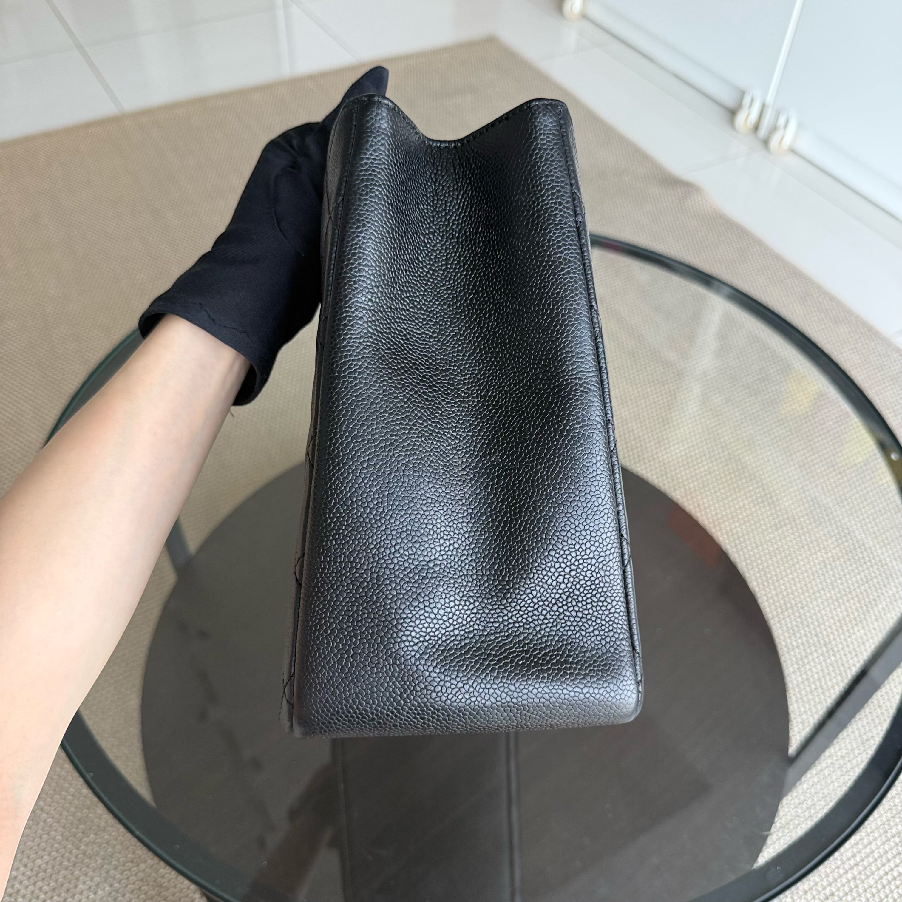 Chanel GST Grand Shopping Tote - Caviar Quilted Grained Calfskin Black Gold Hardware