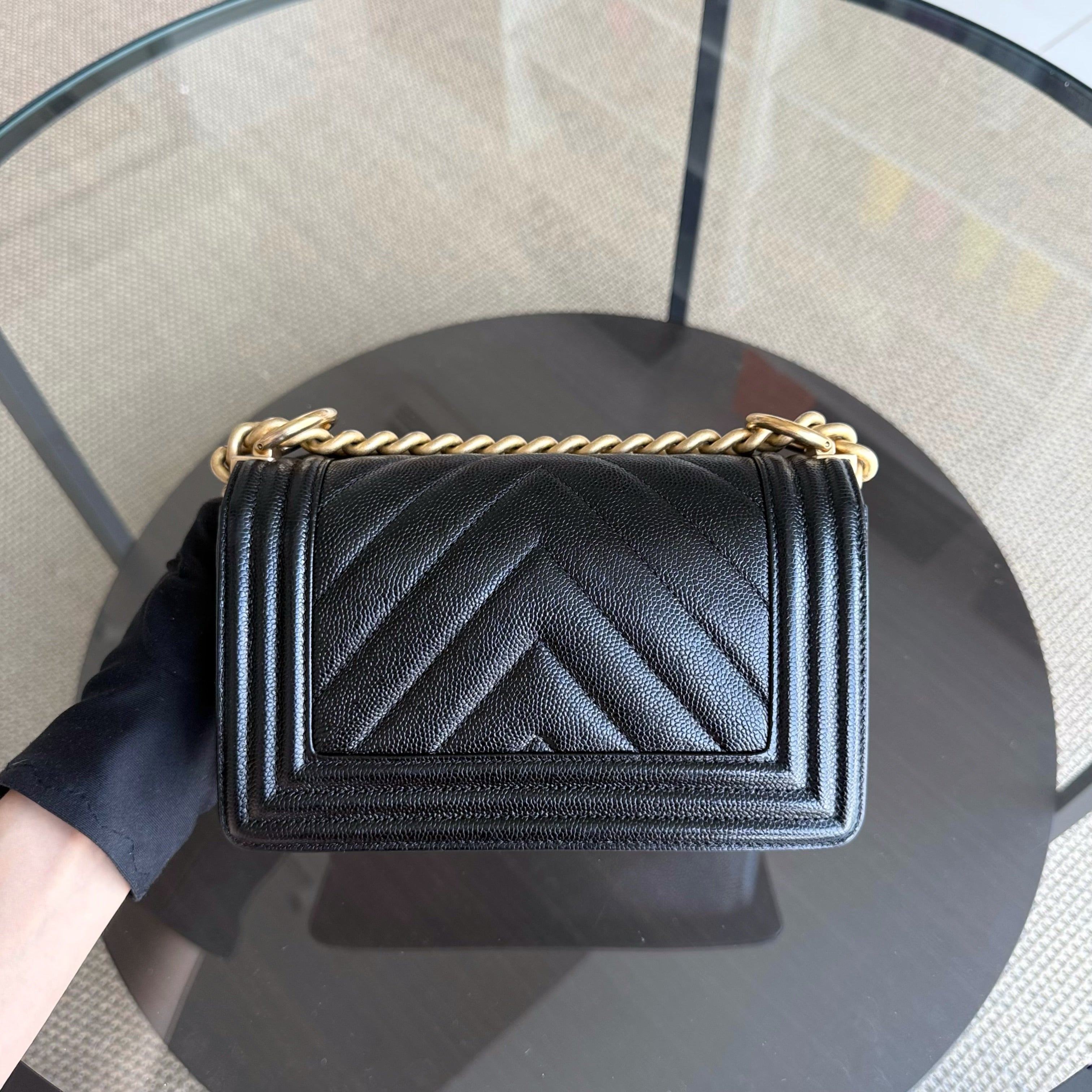 Chanel Boy Small - Caviar 20CM Quilted Black Gold Hardware Series 24