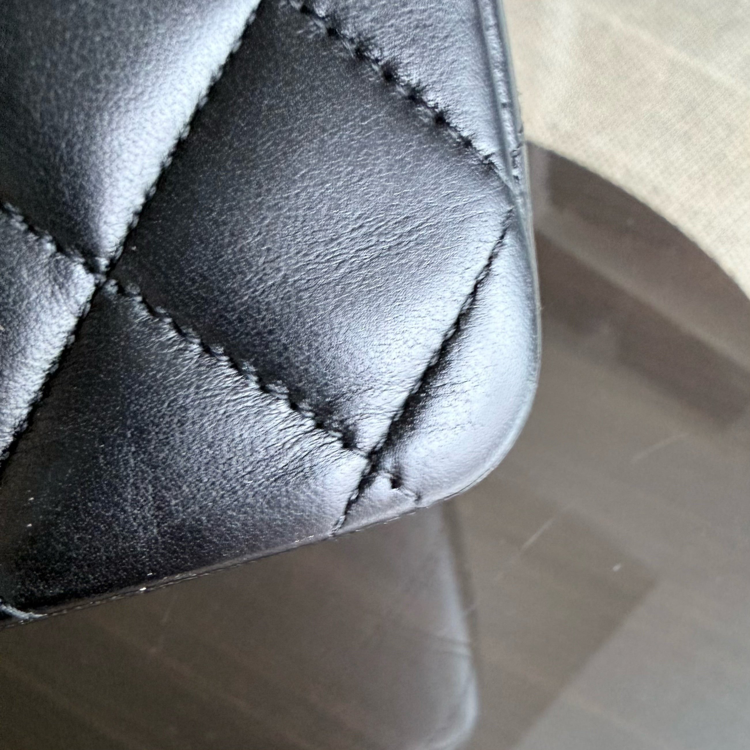 Chanel Classic Flap Medium - 25CM Quilted Lambskin Black Silver Hardware Series 12