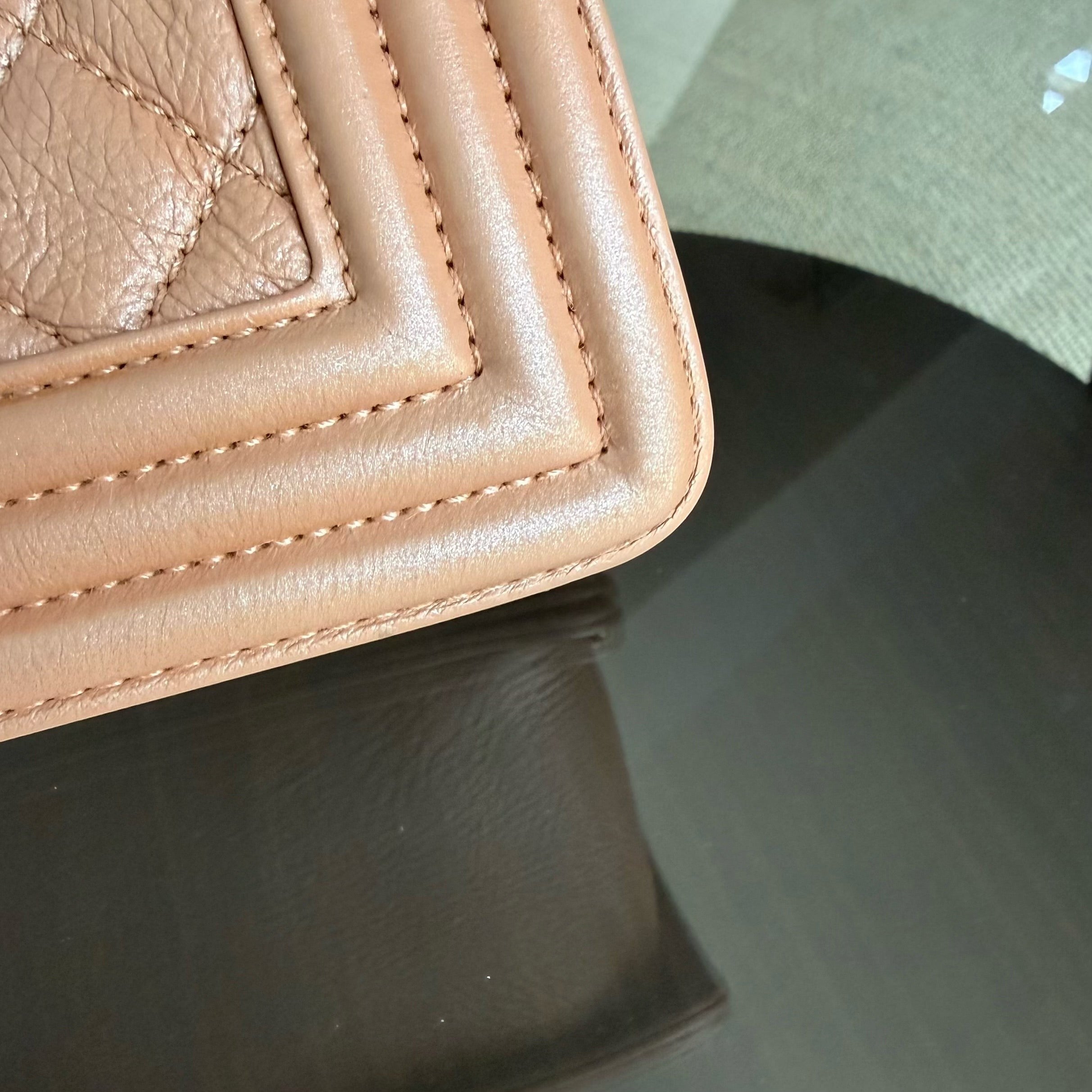 Chanel Boy Medium - 25CM Quilted Calfskin Blush Gold Hardware Series 20