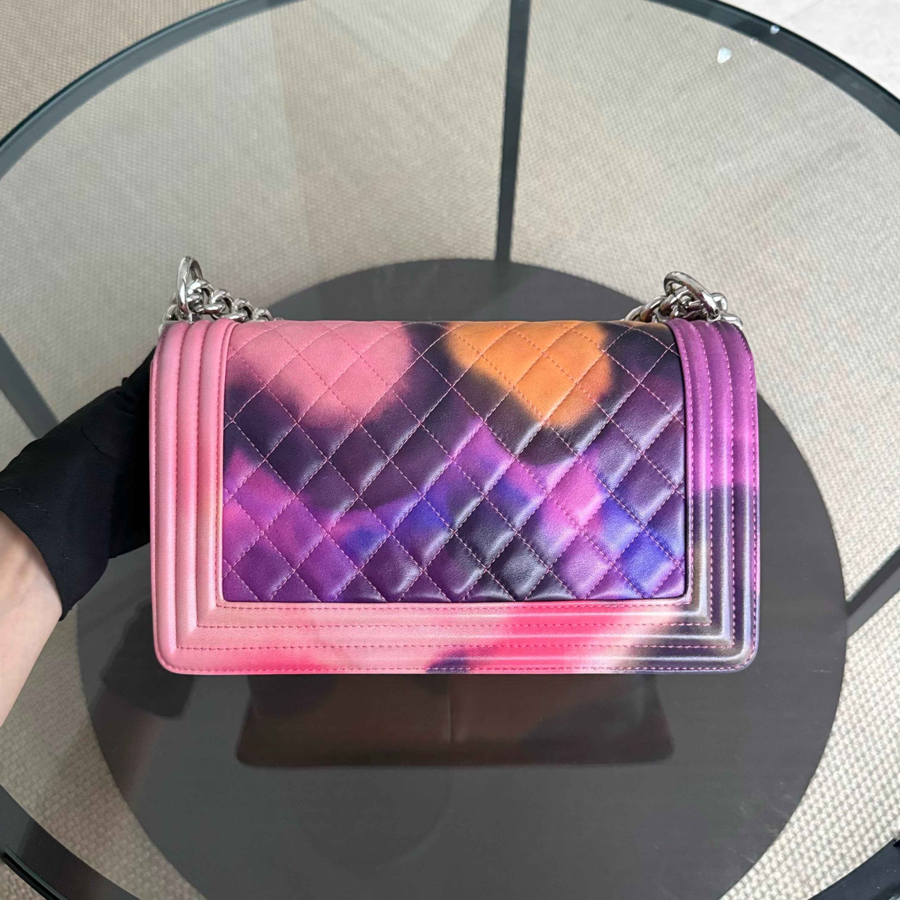 Chanel Boy Medium - 25CM Flower Power Quilted Lambskin Limited Edition Silver Hardware Series 20