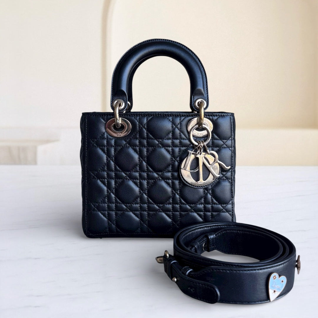 Dior Lady Small Flap - Cannage Lambskin Black Gold Hardware