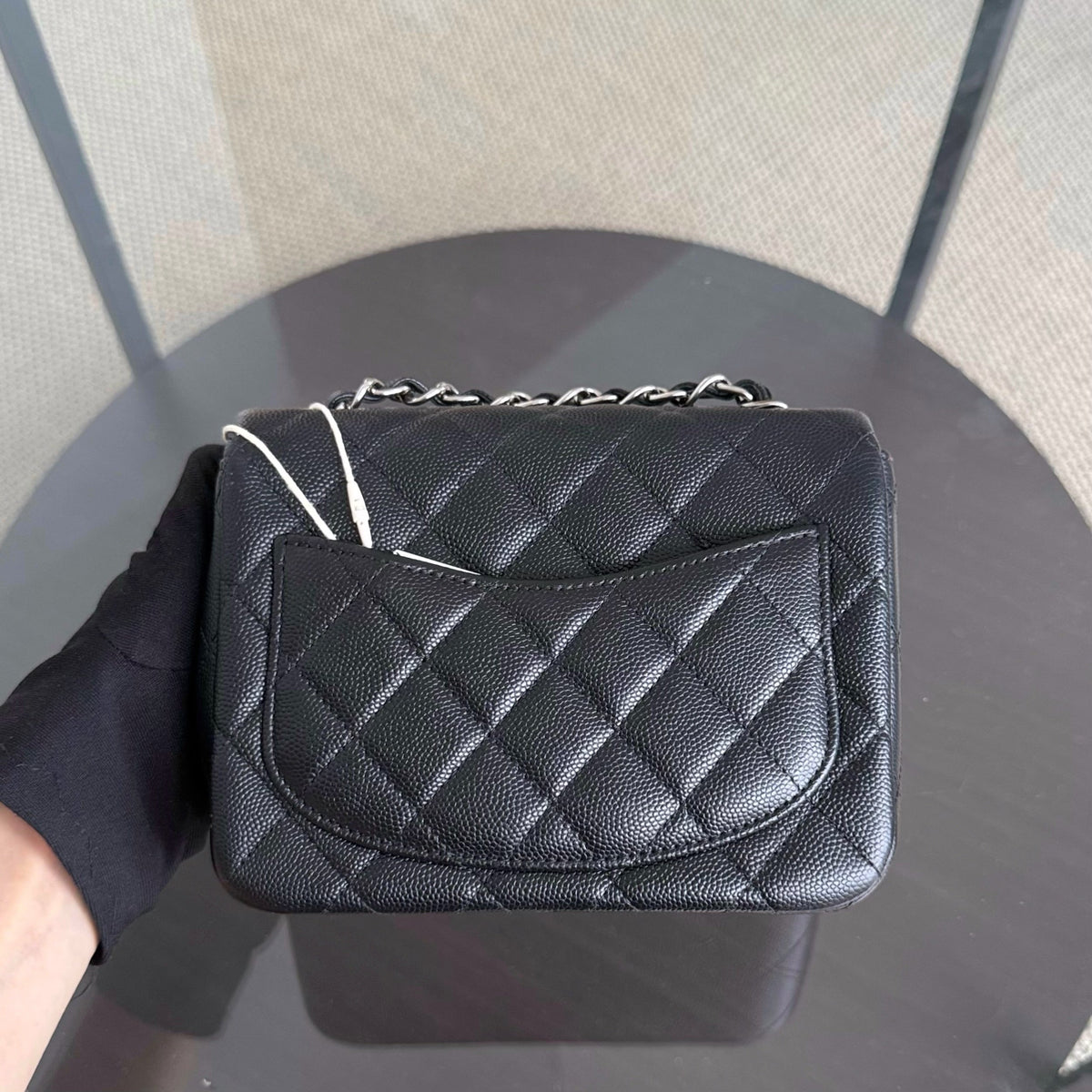Chanel Classic Flap Mini Square - Caviar Quilted Black Silver Hardware Series 24