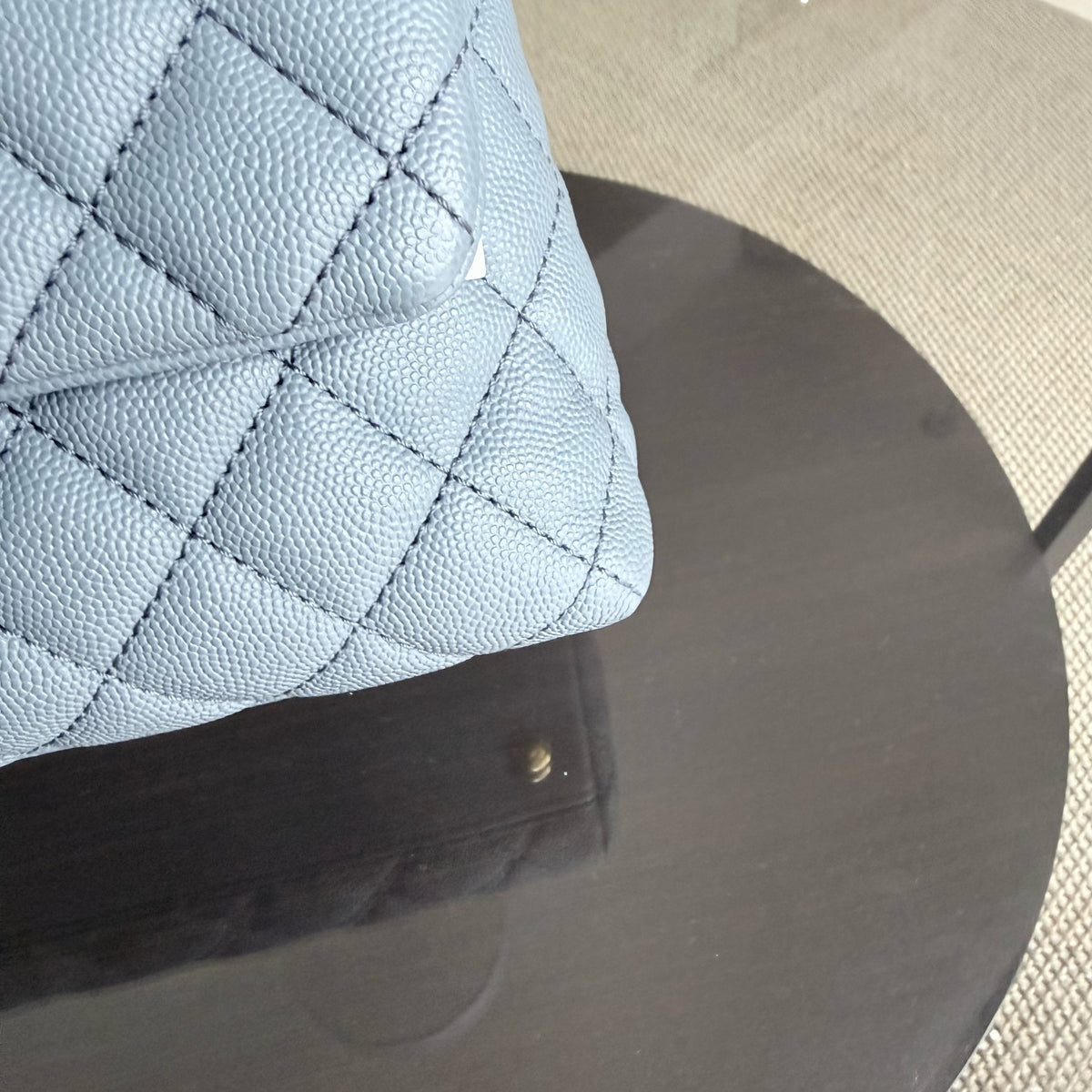 Chanel Coco Handle Medium - Caviar 29CM Quilted Sky Blue Gold Hardware Series 27