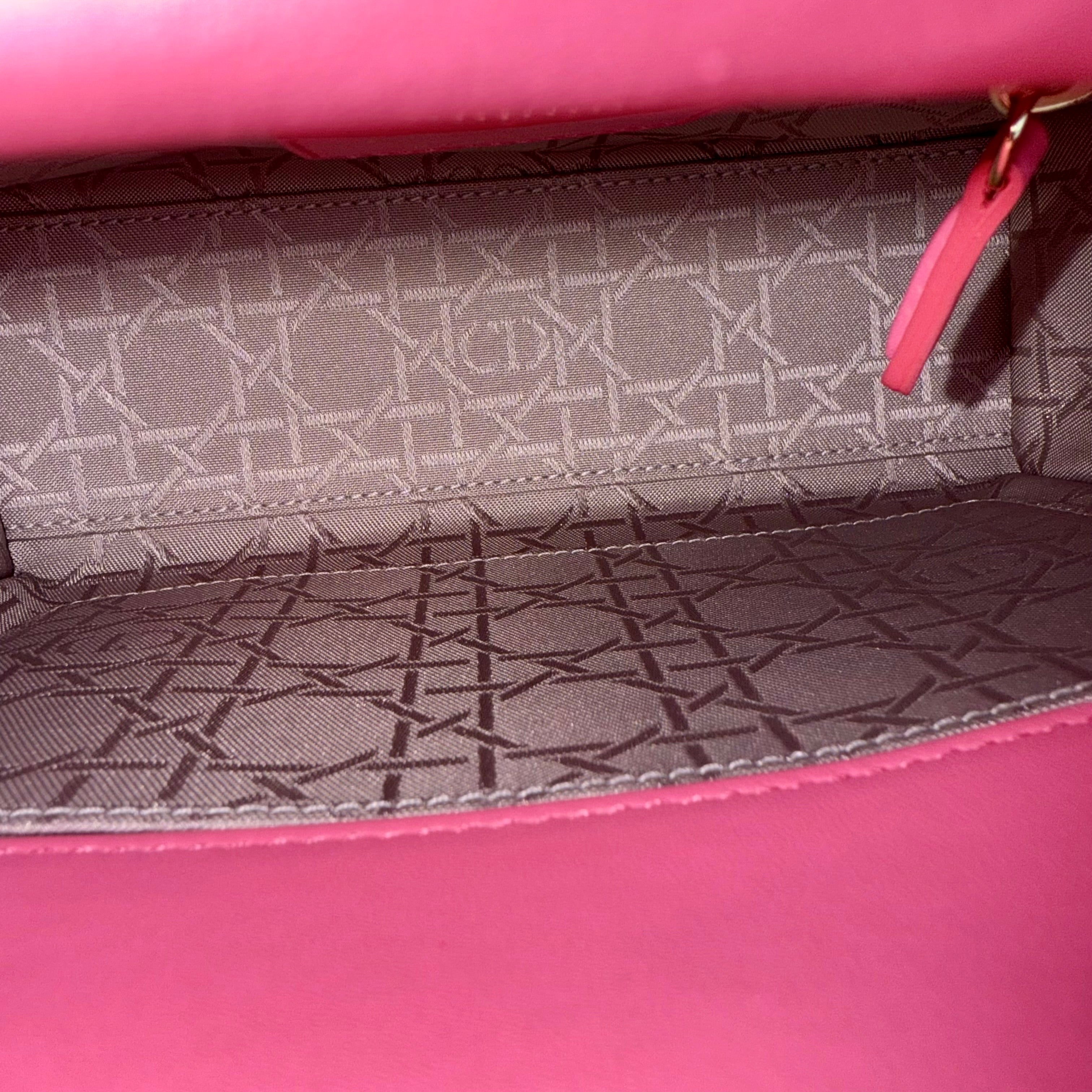 Dior Lady Small - Cannage Lambskin Barbie Pink Gold Hardware