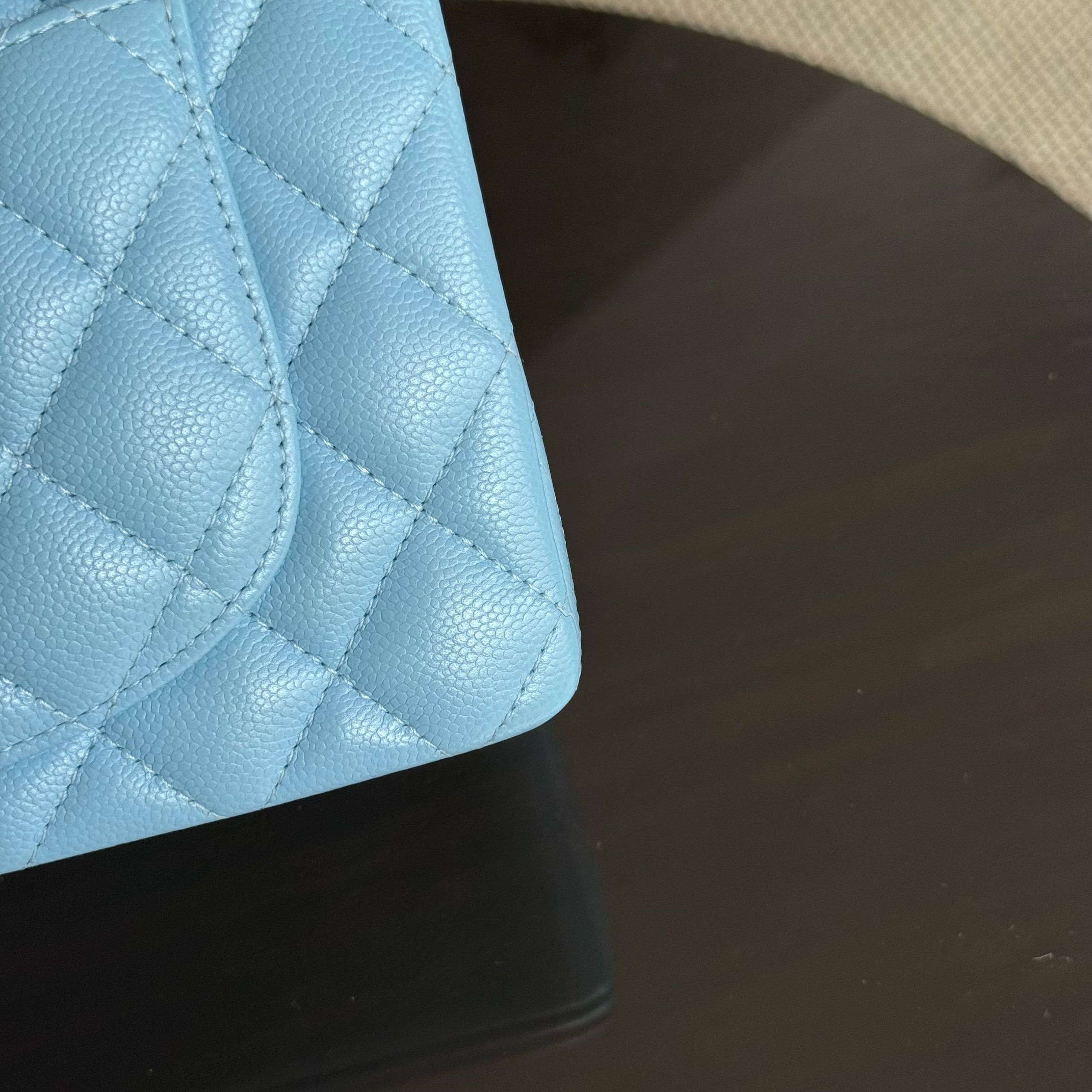 Chanel Classic Flap Small - Caviar 23CM Quilted Baby Blue Light Gold Hardware Microchip