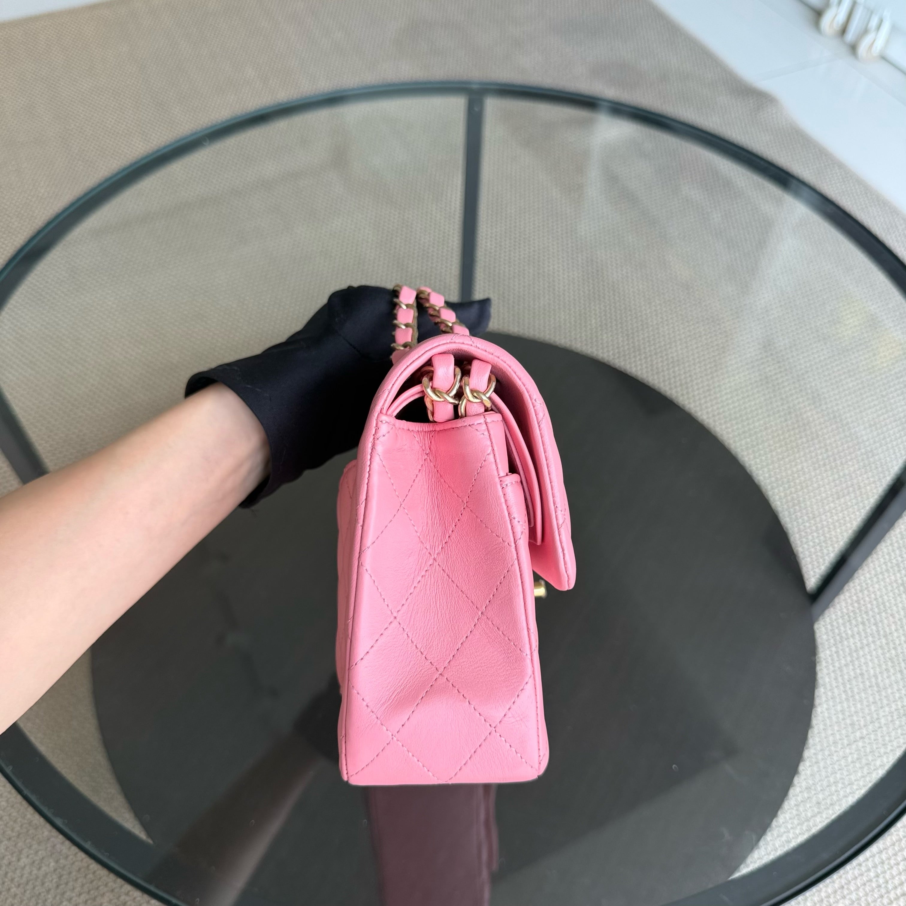 Chanel Classic Flap Small - Lambskin 23CM Quilted Pink Gold Hardware Series 27