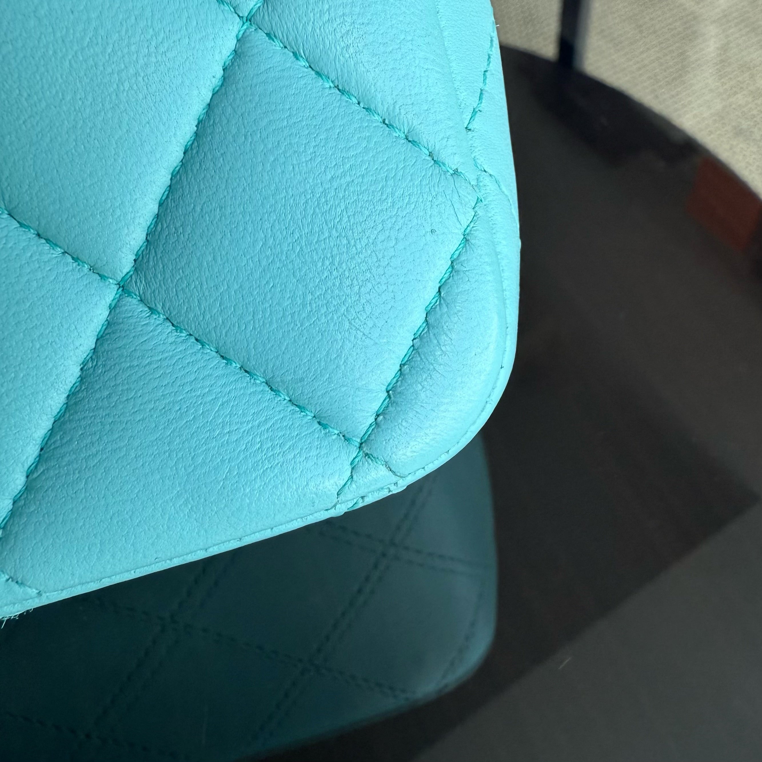 Chanel Classic Flap Medium - 25CM Quilted Lambskin Light Blue Silver Hardware Series 27