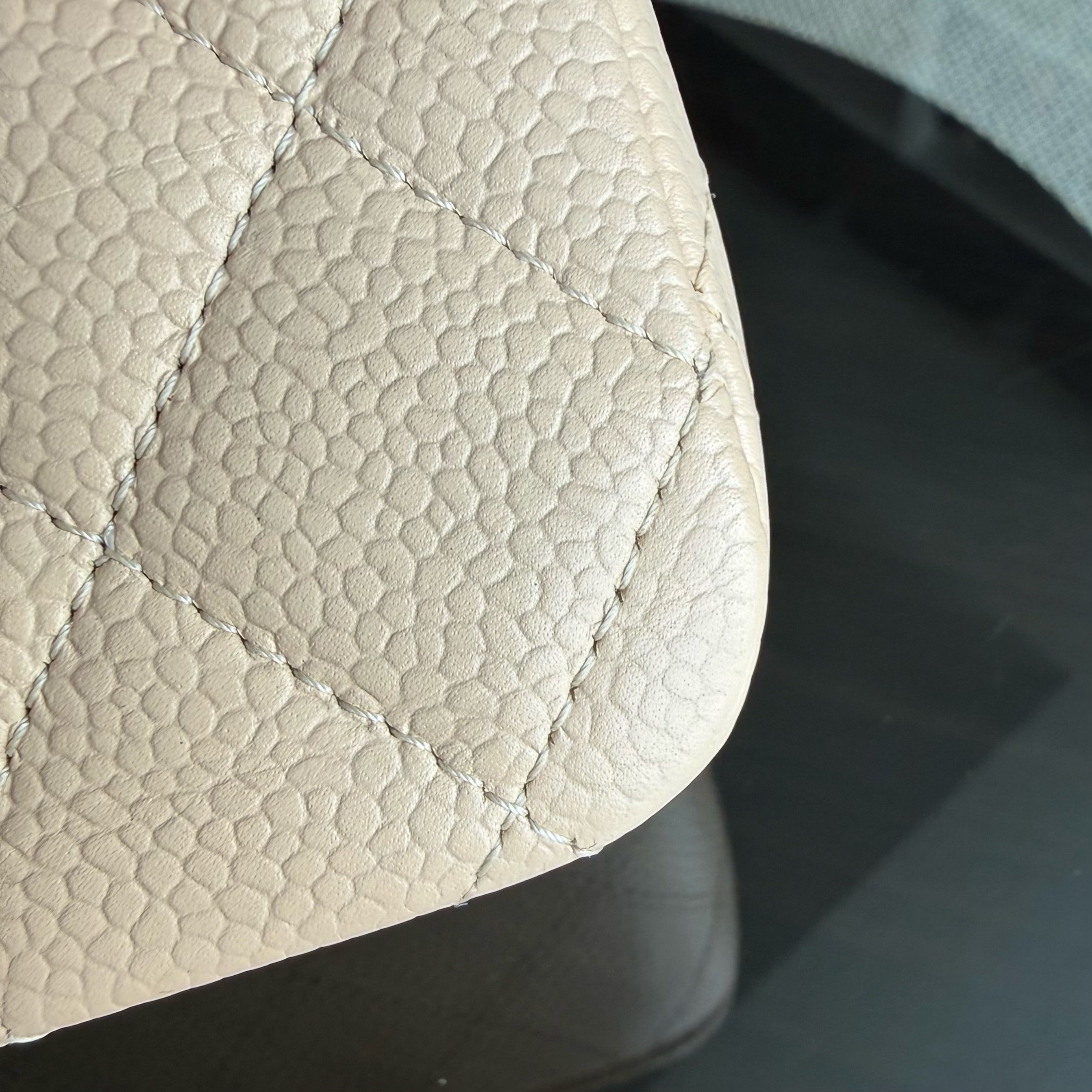 Chanel Classic Flap Medium - 25CM Quilted Beige Caviar Silver Hardware Series 12