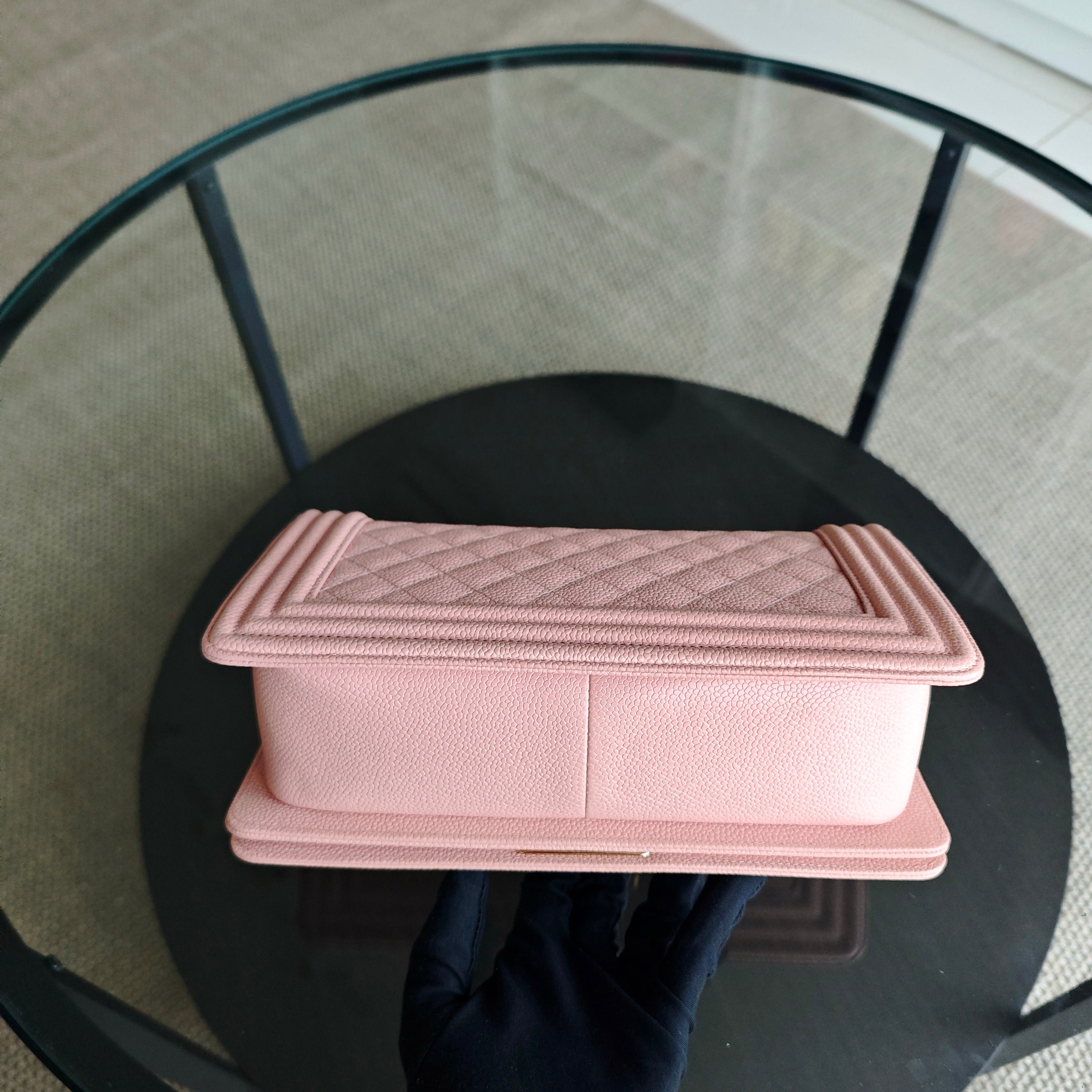 Chanel Boy Medium - Caviar 25CM Quilted Light Pink Gold Hardware Series 29