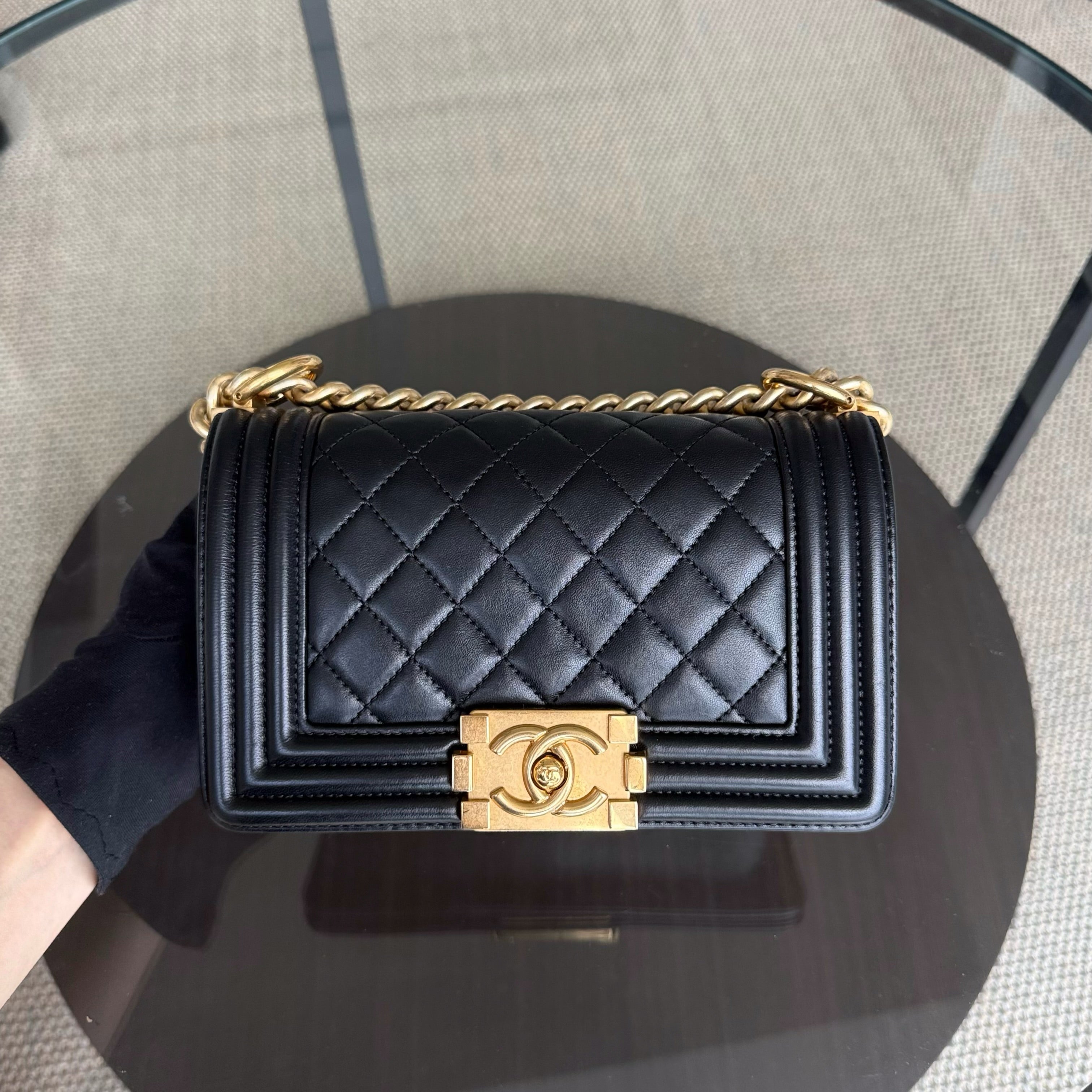 Chanel Boy Small - Quilted Lambskin Black Gold Hardware Series 24